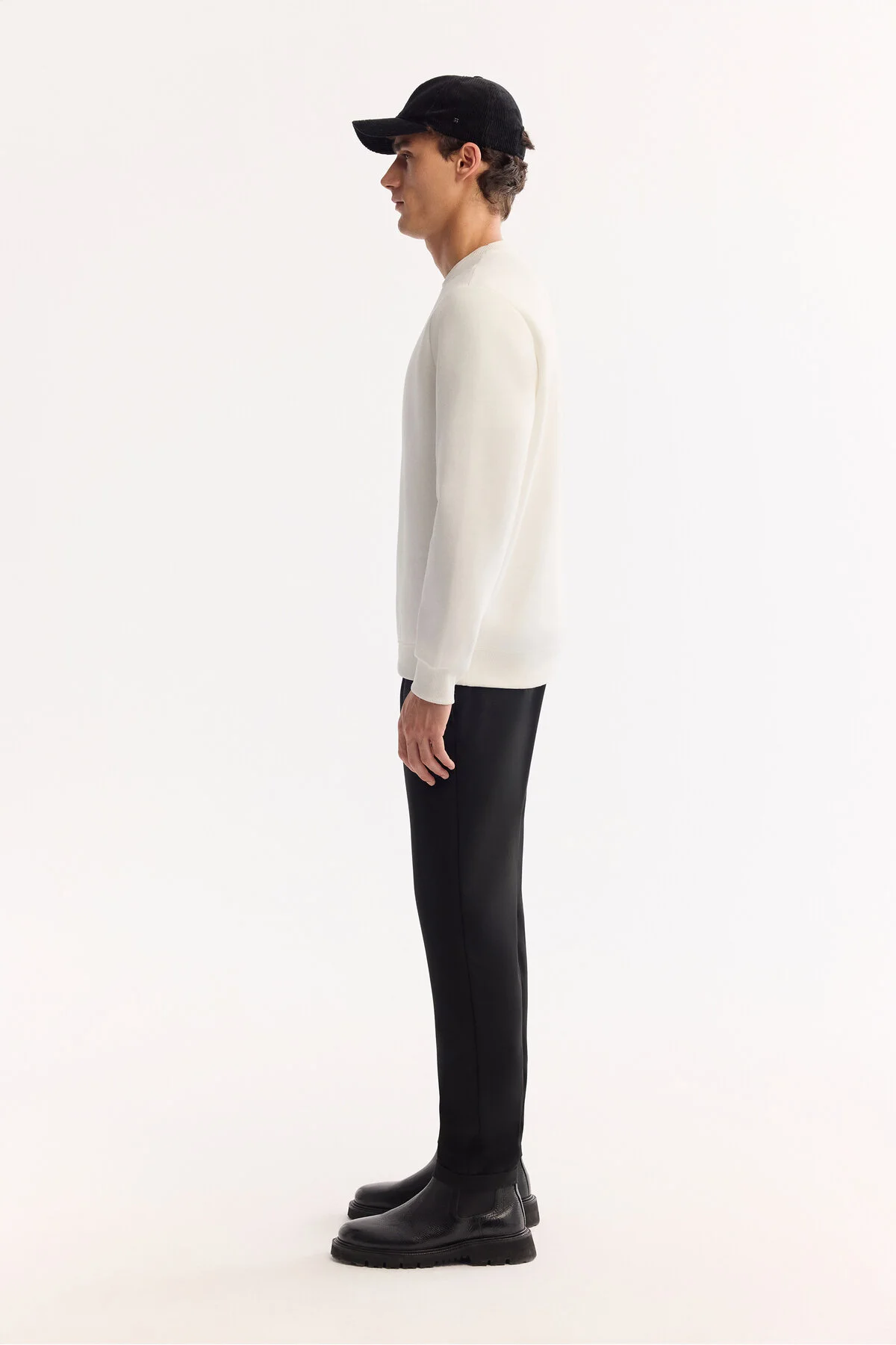 سویشرت سفید مردانه یقه دوچرخه 3 Ip Sweatshirt آوا Avva