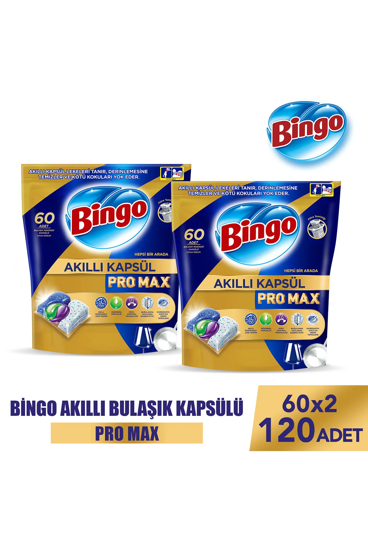 قرص و پودر ماشین ظرفشویی تبلت مواد شوینده SMART CAPSULE PRO MAX 120 قطعه Bingo