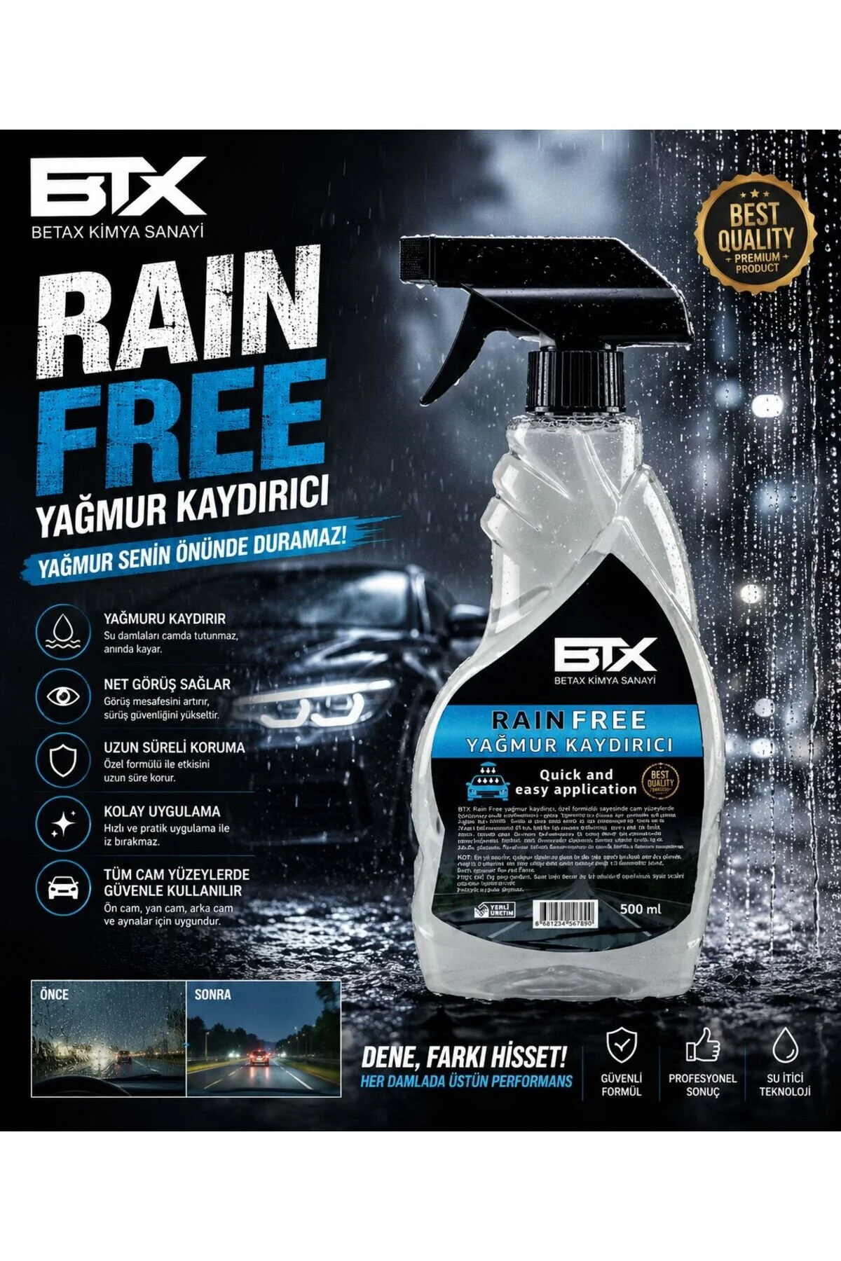 محلول ضد آب شیشه اسپری باران 500 میلی لیتری کلاه ایمنی آینه اتوماتیک ماشین Betax