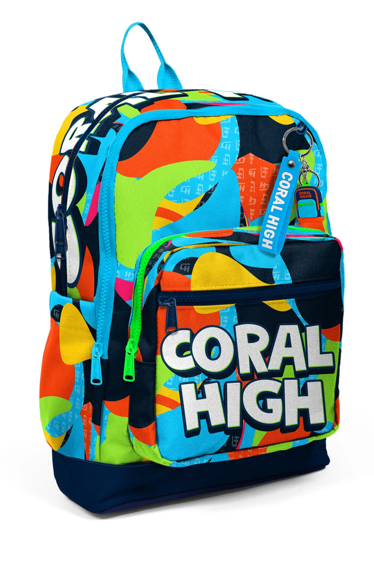 کیف مدرسه کوله پشتی چهار محفظه طرح گرافیتی آبی نیروی دریایی ۲۳۷۷۷ Coral High