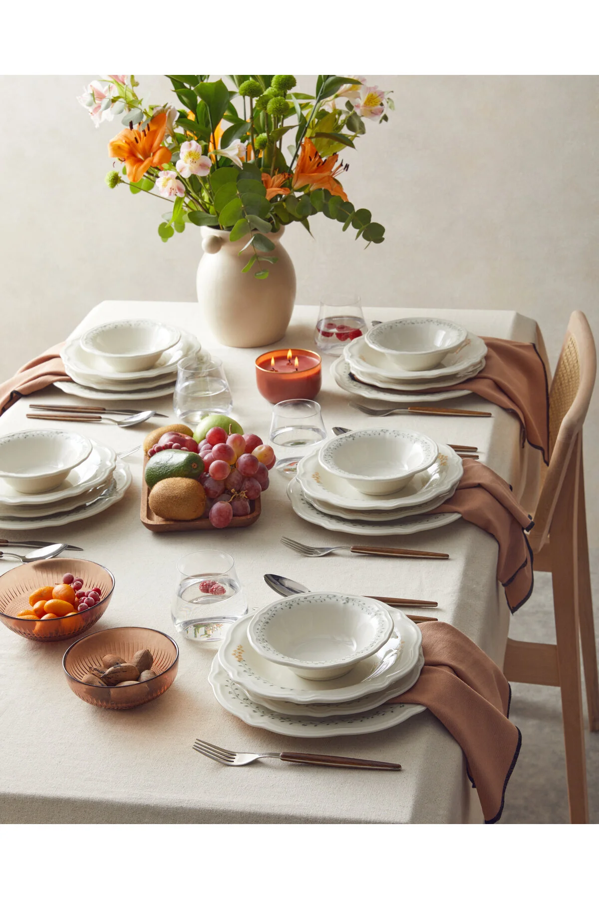 سرویس غذاخوری شام پرسلن FREESIA 24 قطعه 6 نفر زرد سبز انگلیش هوم English Home