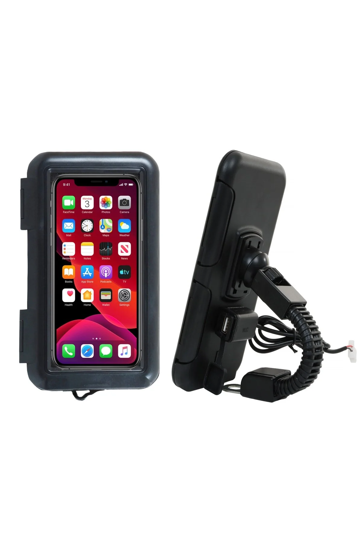 پایه نگهدارنده تلفن در خودرو سیاه برقی Superte با پیوند Usb 47 65 اینچ ضد آب صفحه لمسی پاورتچ  Powertec