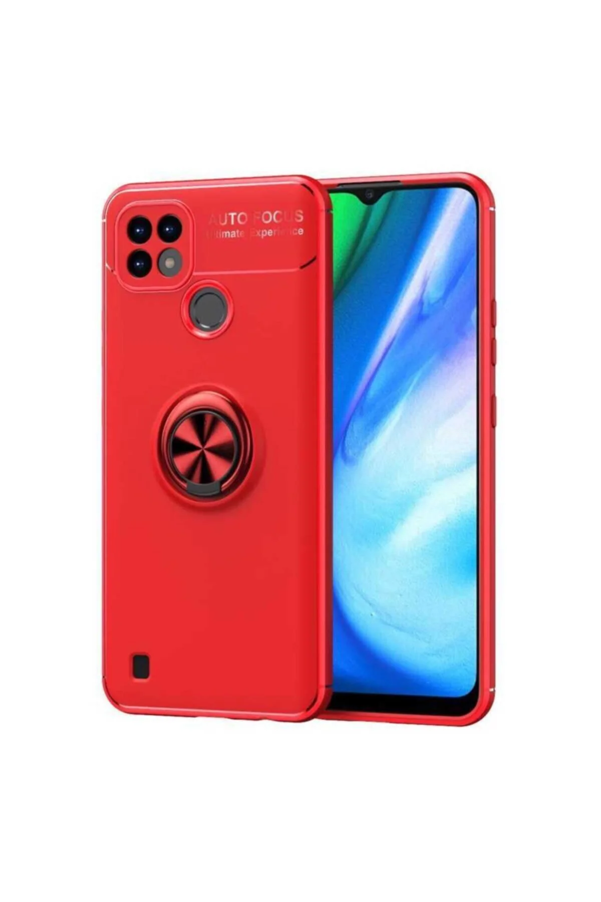 کاور و قاب سیلیکونی مغناطیسی سازگار با REALME C25 حلقه رنگی قرمز KZY İletişim
