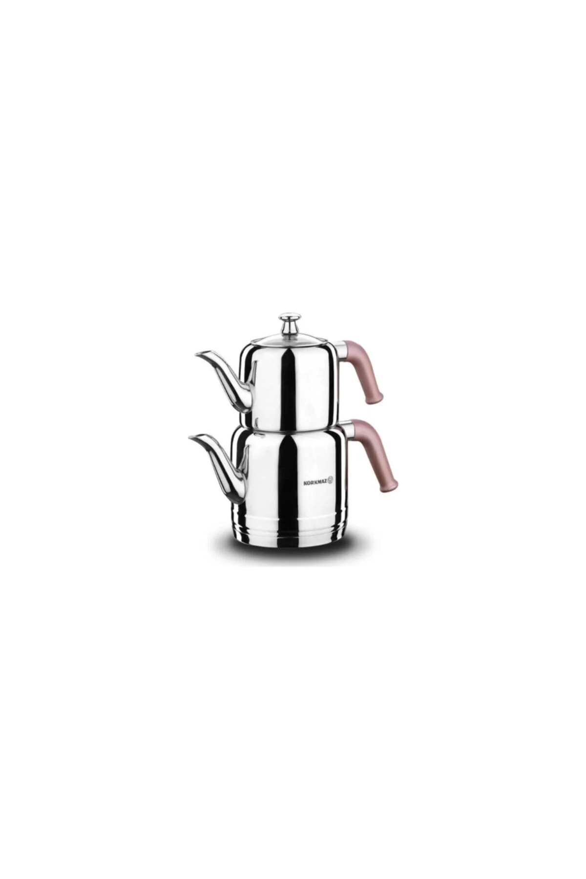 کتری قوری چای‌ساز سنتی A189 01 RIVA TEAPOT SET ROSAGOLD KORKMAZ
