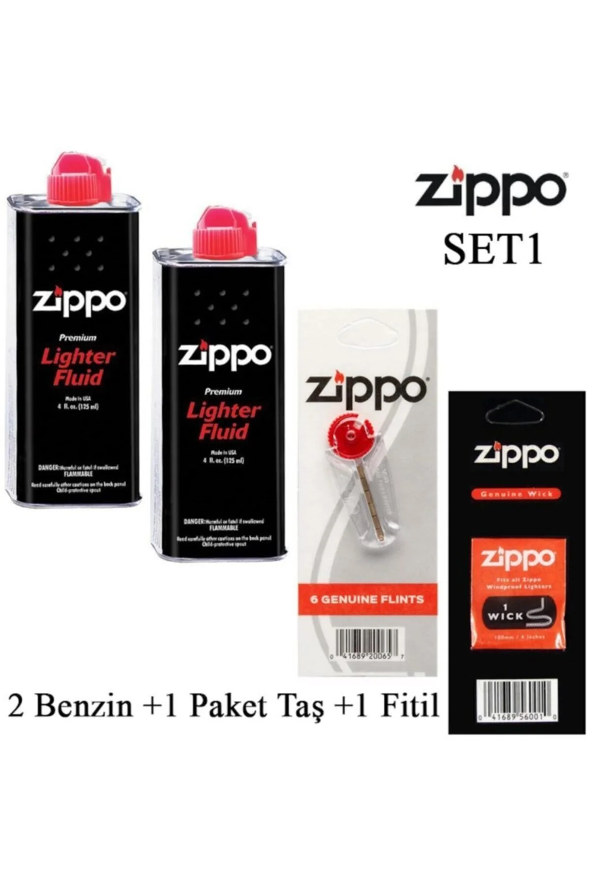 فندک بنزینی آبی 2 بنزین+ 1 بسته سنگ+ مجموعه فتیله زیپو Zippo