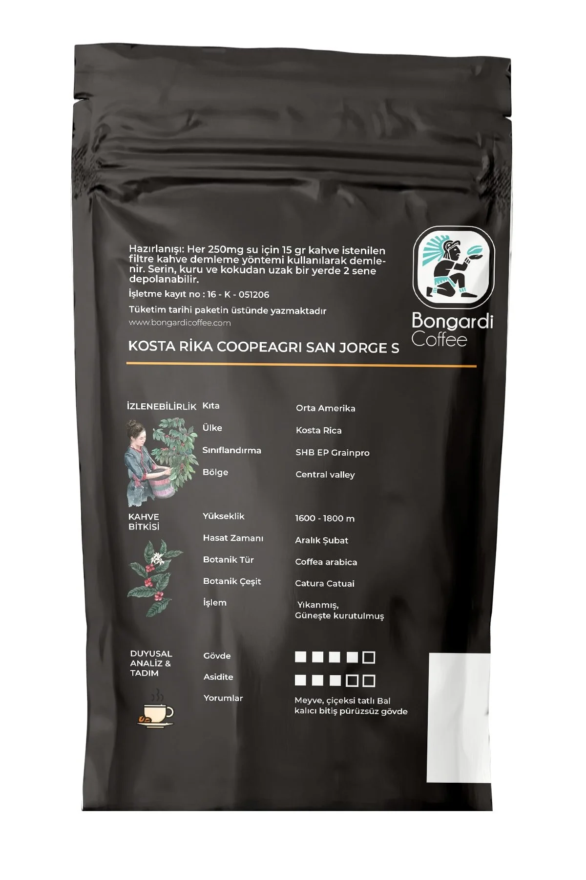 قهوه یورِسل سینگل اوریجین کستا ریکا 200 گرمی Bongardi Coffee