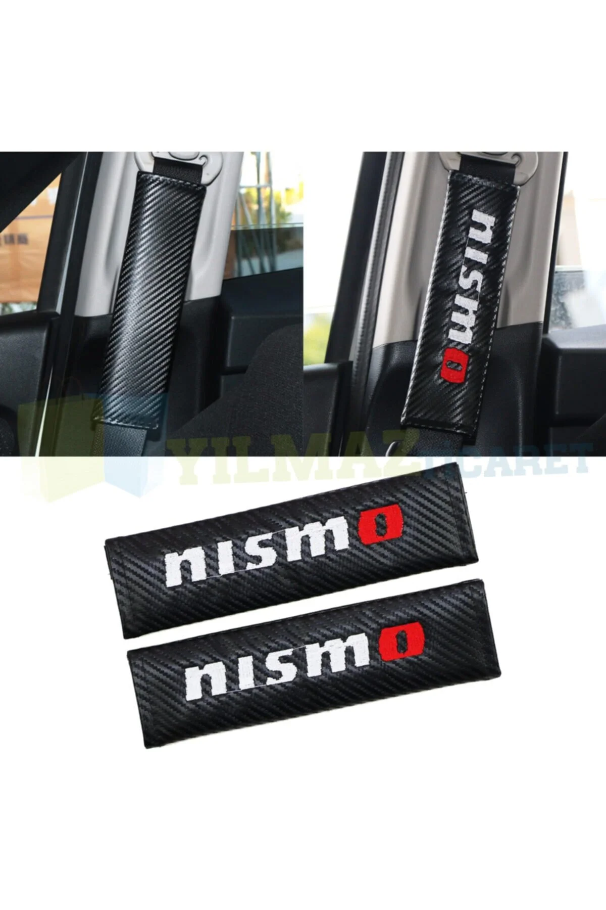 برچسب آرم و نوار شبرنگ مشکی نیسان NISMO نماد ایمنی کمربند دوزی کربن 2 با کیفیت بالا yılmazetic