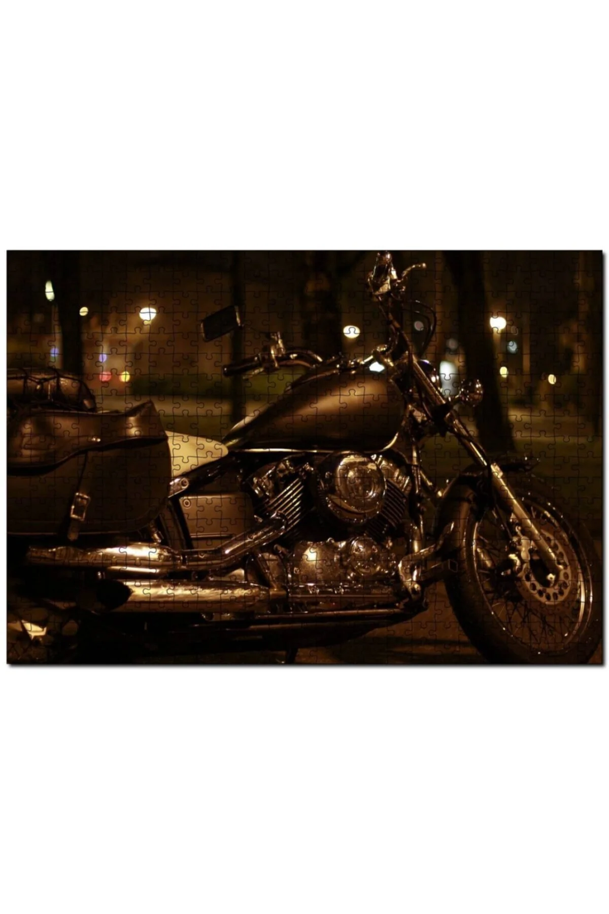 پازل اره منبت کاری مویی پازلی 500 تکه MDF موتورسیکلت بلک هلیکوپتر UNDER NIGHT LIGHTS چوب Cakapuzzle