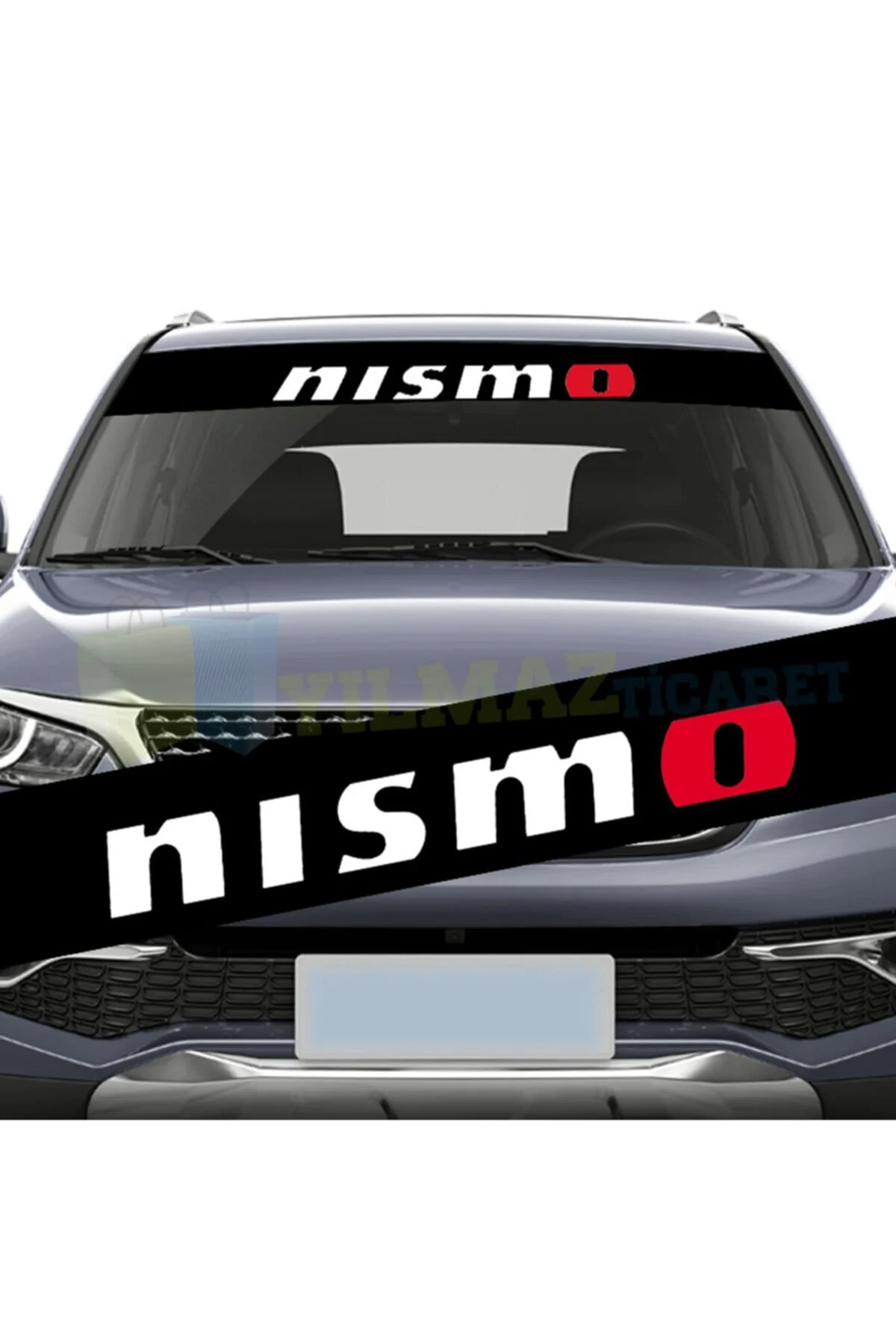 برچسب آرم و نوار شبرنگ مشکی NISSAN NISMO LOGO FRONT GLASS SUNSHADE AUTO BINDING 1 قطعه اندازه گیری 130 20 سانتی متر yılmazetic
