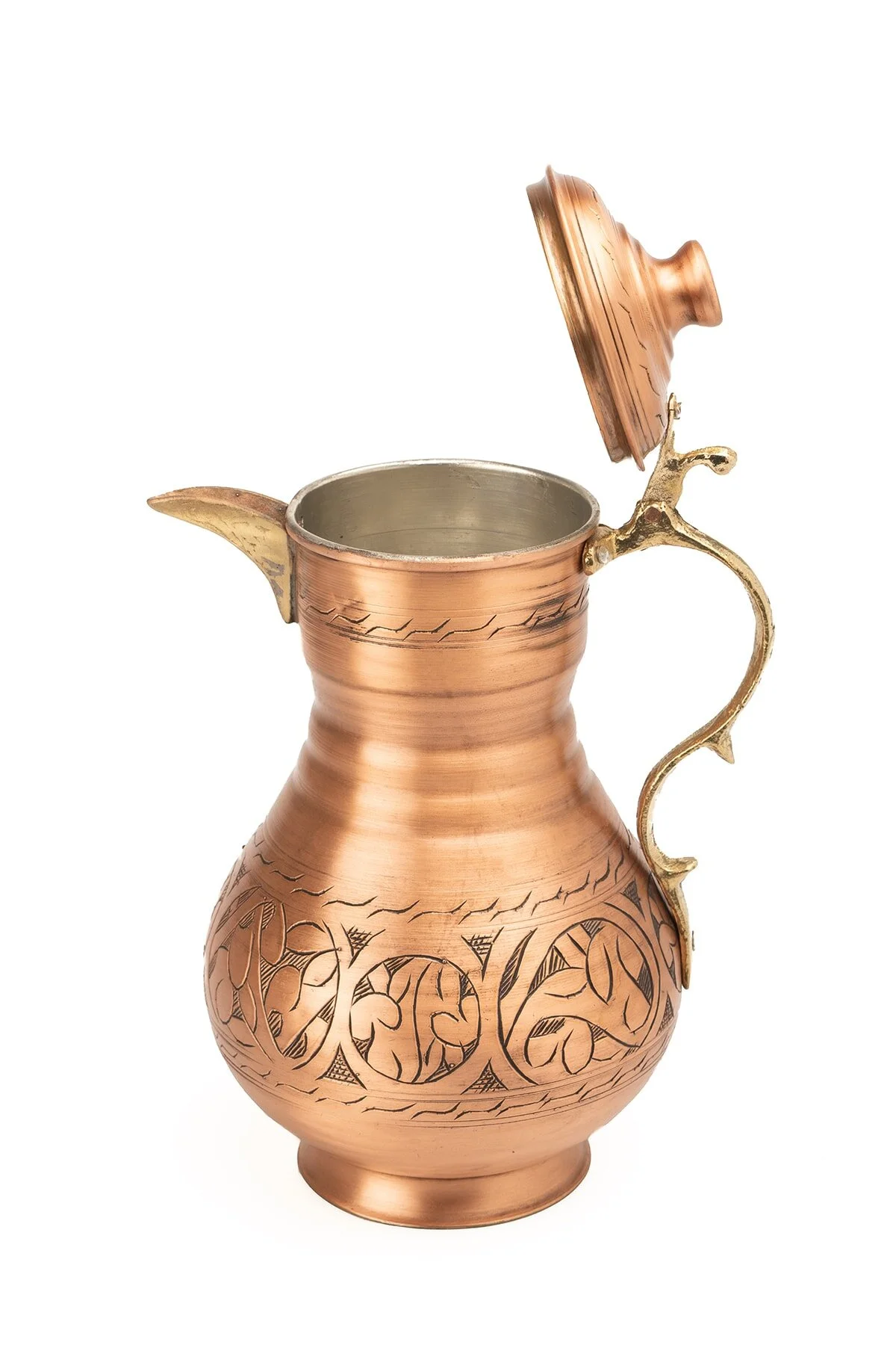 پارچ و تنگ DMT GAZIANTEP دسته مس باویت معتبر: 27 سانتی متر 1.9 لیتر ظرفیت دهان: 9 3 میلی DMT COPPER HOME