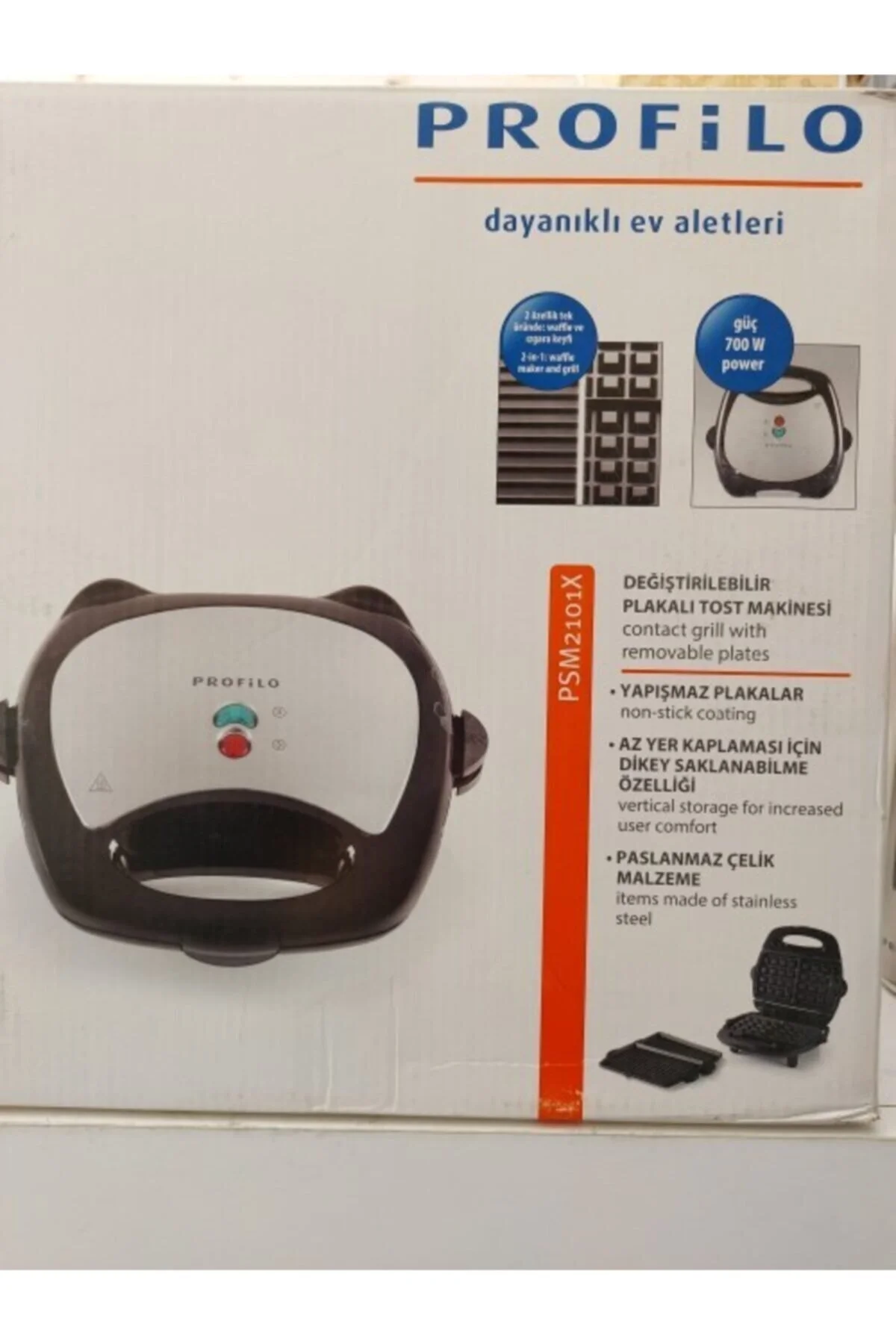 وافل ساز توستر و قابل تعویض شستشو PSM2101X اورجینال Profilo