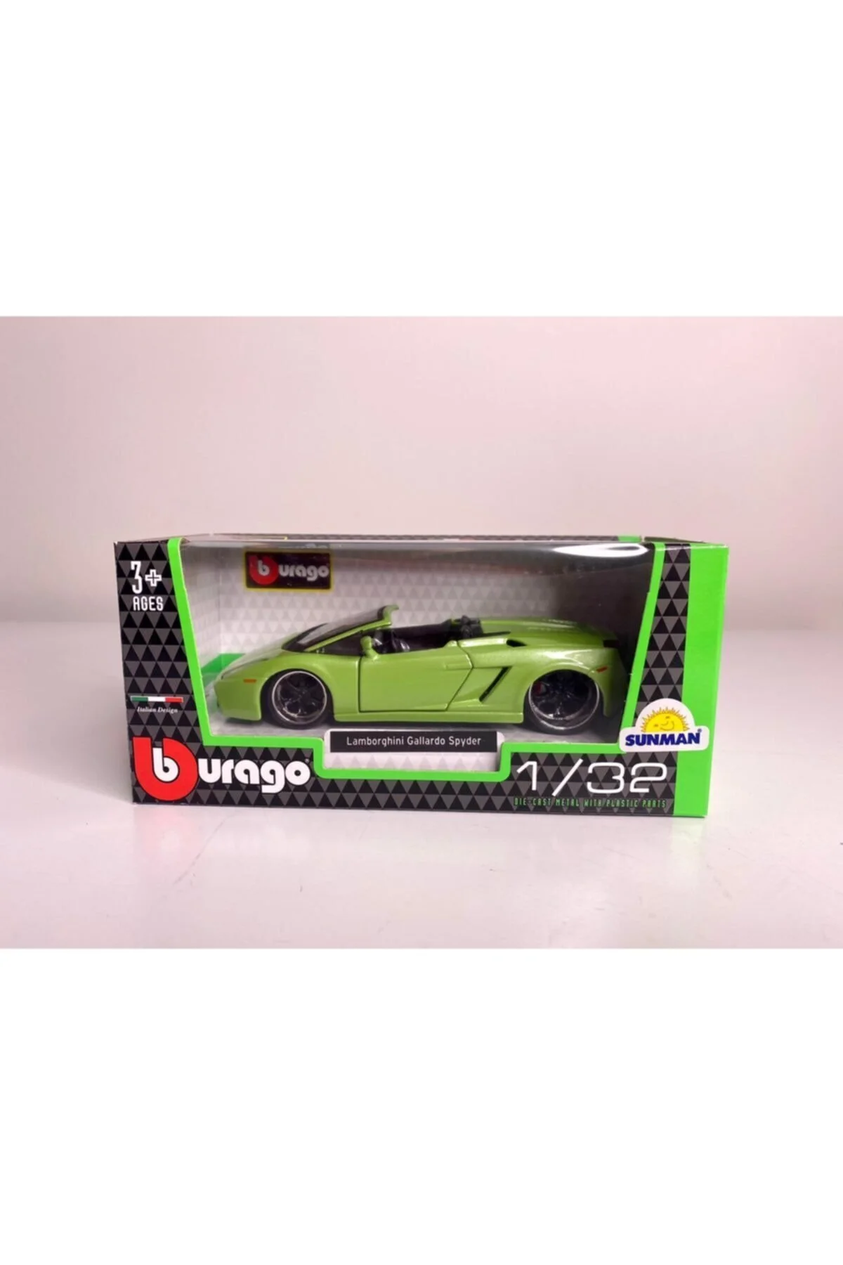 ماشین اسباب بازی LAMBORGHINI GALLARDO SPYDER GREEN CONVERTIBLE 1 32 METAL CAR TOY COLLECTION Burago