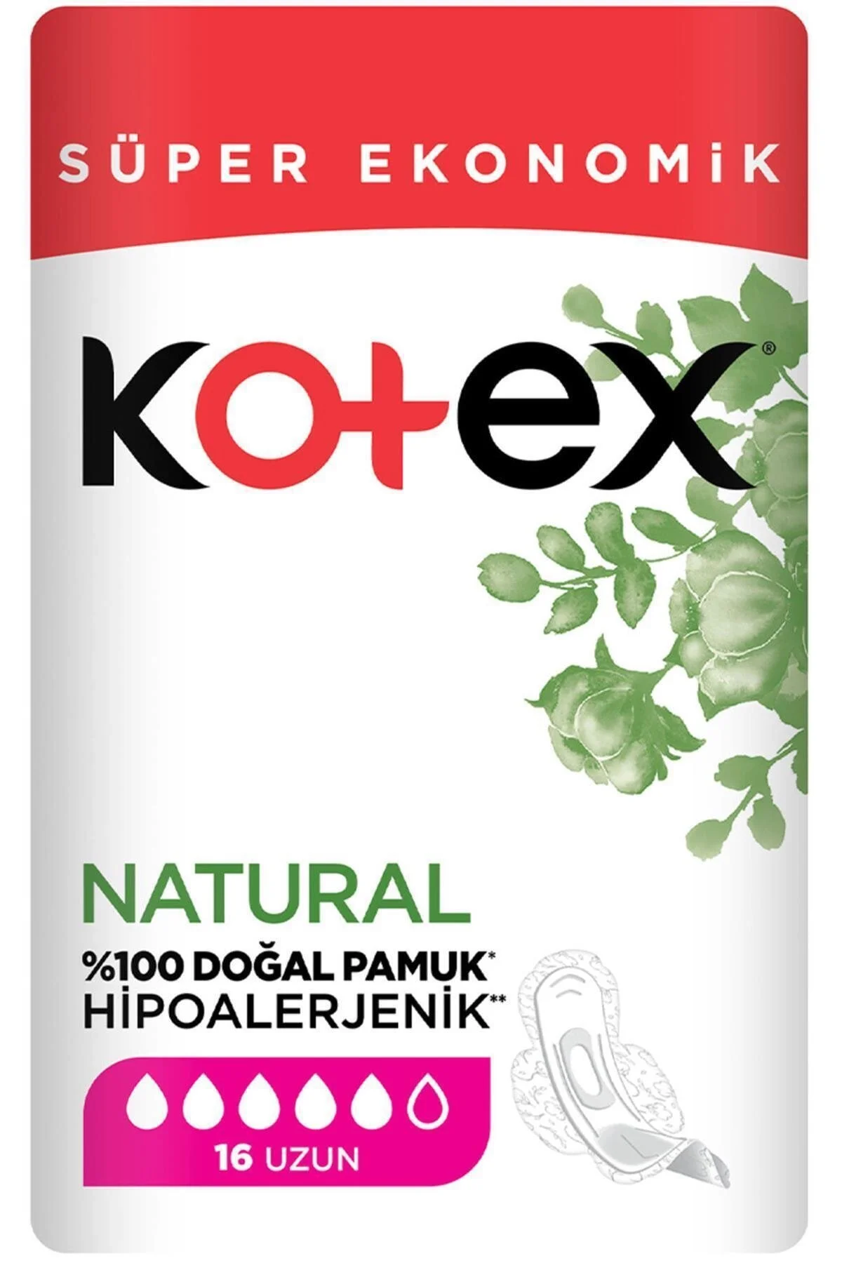 نوار بهداشتی طبیعی اولترا اقتصادی طولانی 16 عددی کوتاکس Kotex