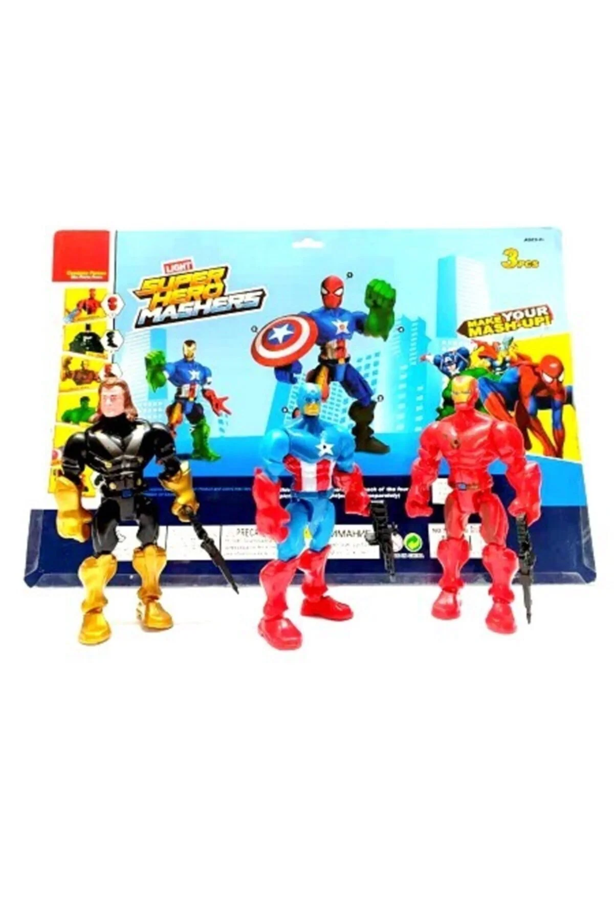 اسباب بازی های فیگور دیگر CAPTAIN AMERICA THOR IRON MAN AUDIO TRIPLE SUPER HERO MASHERS + هدیه mrc