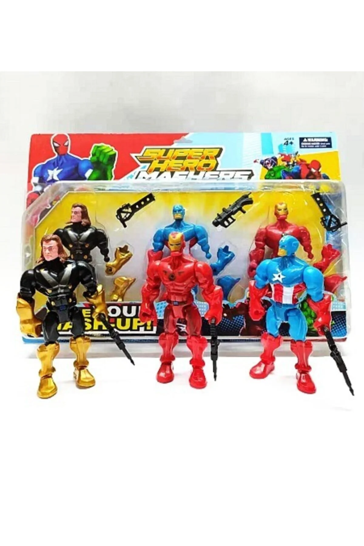 اسباب بازی های فیگور دیگر CAPTAIN AMERICA THOR IRON MAN AUDIO TRIPLE SUPER HERO MASHERS + هدیه mrc