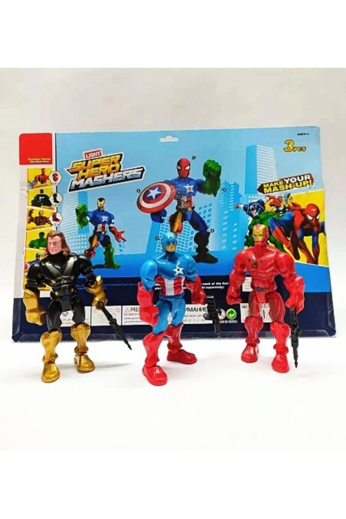 اسباب بازی های فیگور دیگر CAPTAIN AMERICA THOR IRON MAN AUDIO TRIPLE SUPER HERO MASHERS + هدیه mrc