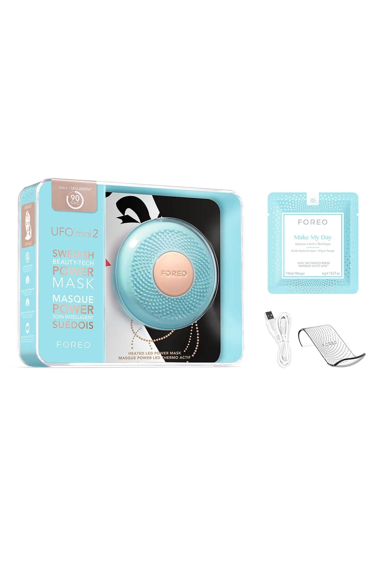دستگاه شستشوی صورت سبز واتر جت Ufo ™ Mini 2 Mask Power و Light Therapy ماسک روز 7 قطعه من را درست کنید  Foreo