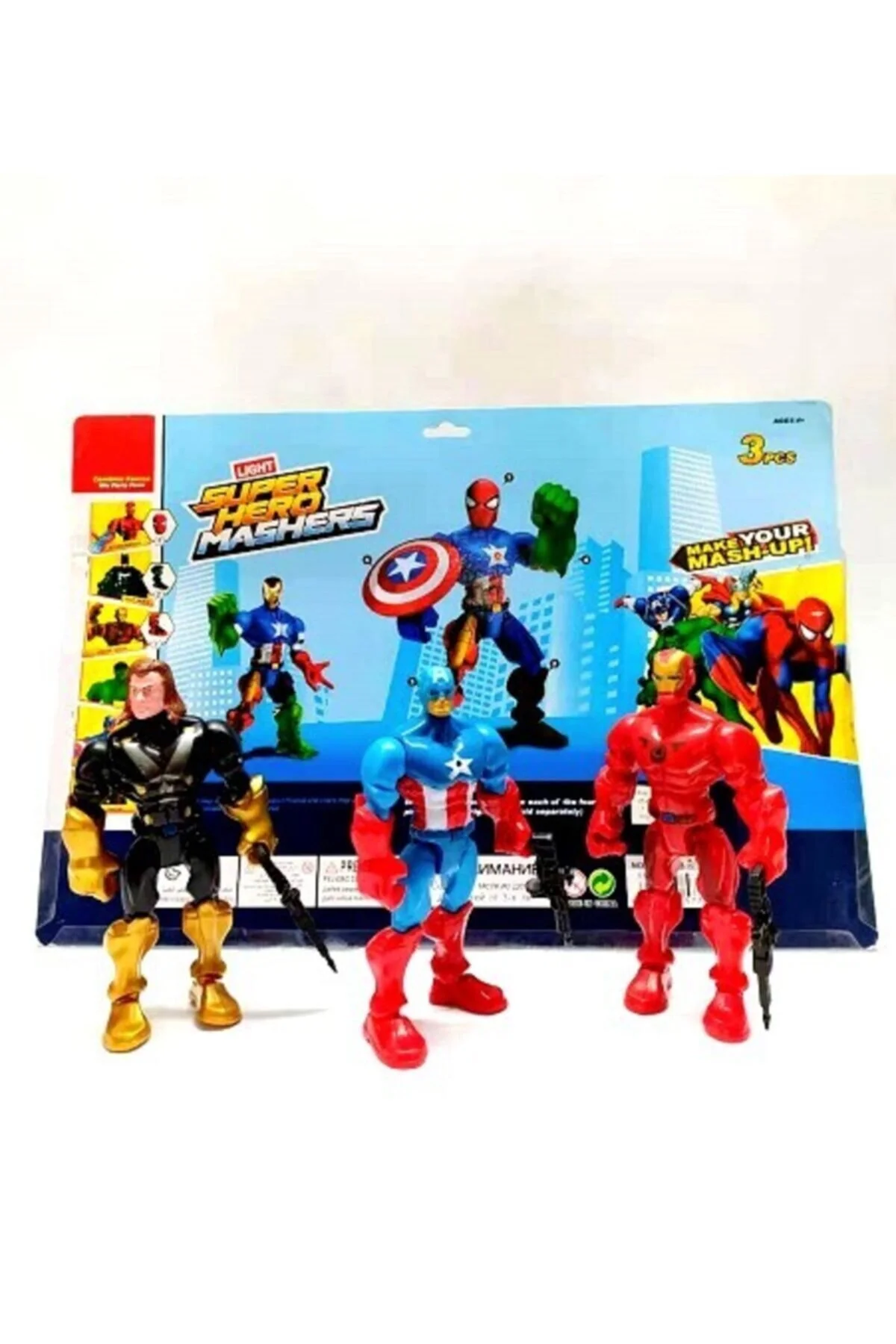 اسباب بازی های فیگور دیگر CAPTAIN AMERICA THOR IRON MAN AUDIO TRIPLE SUPER HERO MASHERS + هدیه mrc