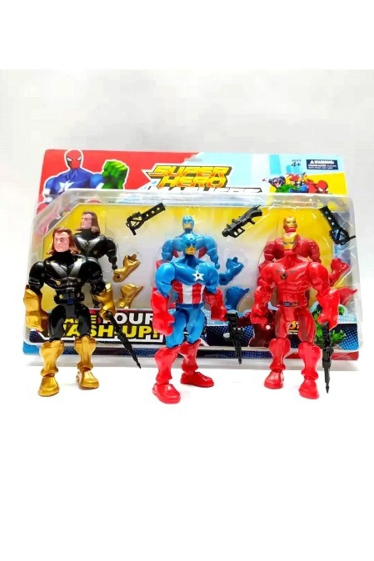 اسباب بازی های فیگور دیگر CAPTAIN AMERICA THOR IRON MAN AUDIO TRIPLE SUPER HERO MASHERS + هدیه mrc
