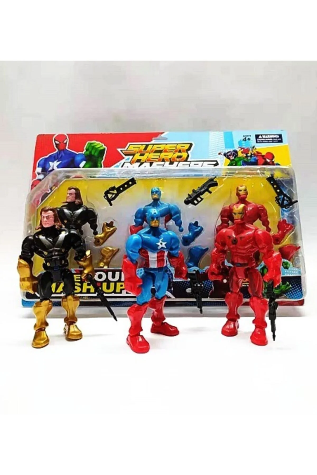 اسباب بازی های فیگور دیگر CAPTAIN AMERICA THOR IRON MAN AUDIO TRIPLE SUPER HERO MASHERS + هدیه mrc