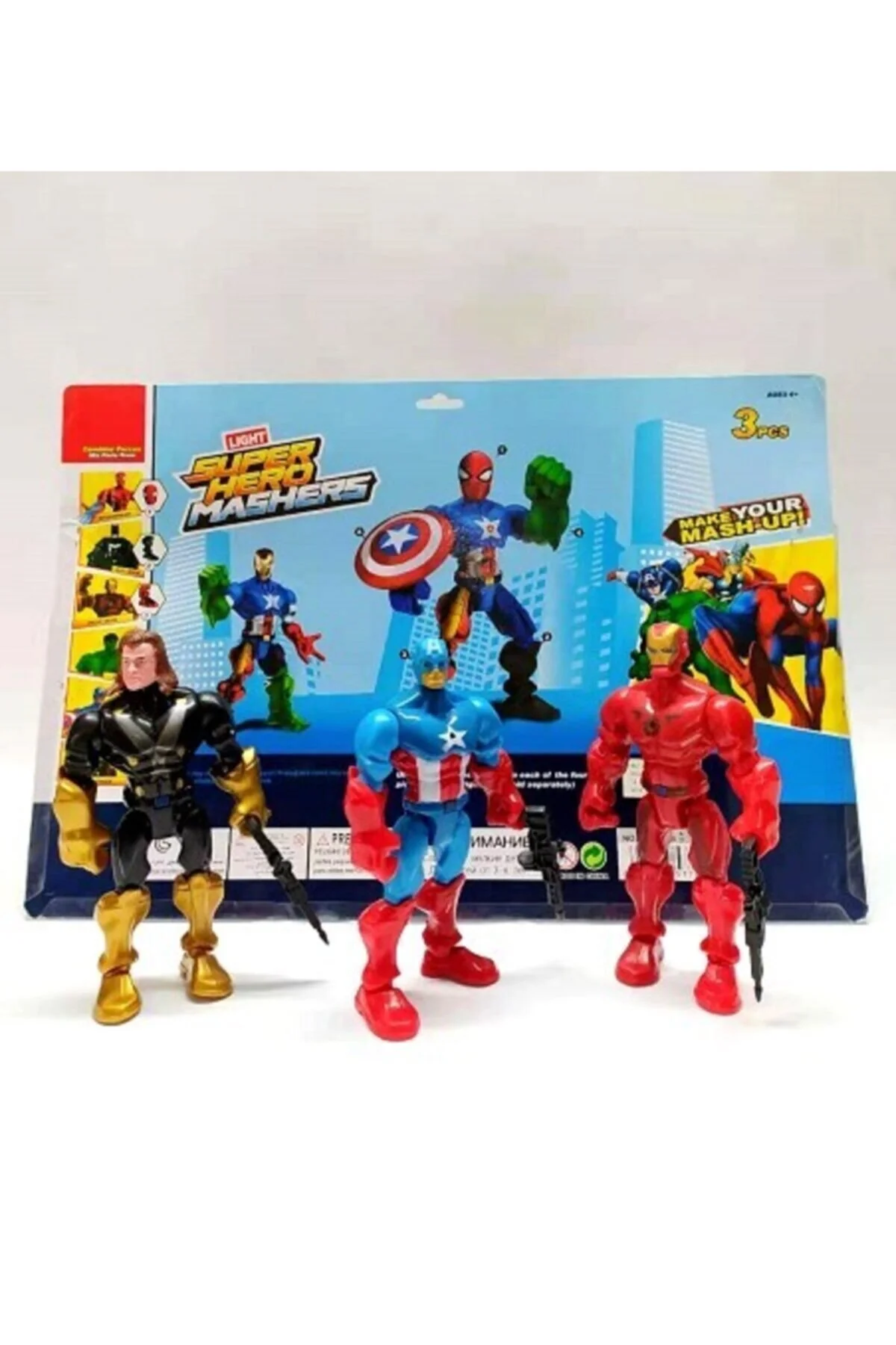اسباب بازی های فیگور دیگر CAPTAIN AMERICA THOR IRON MAN AUDIO TRIPLE SUPER HERO MASHERS + هدیه mrc