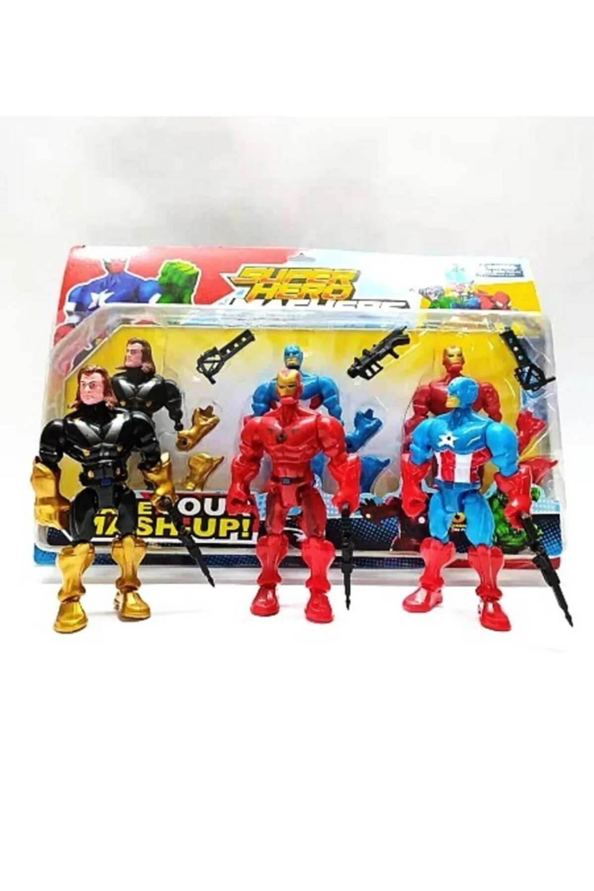 اسباب بازی های فیگور دیگر CAPTAIN AMERICA THOR IRON MAN AUDIO TRIPLE SUPER HERO MASHERS + هدیه mrc