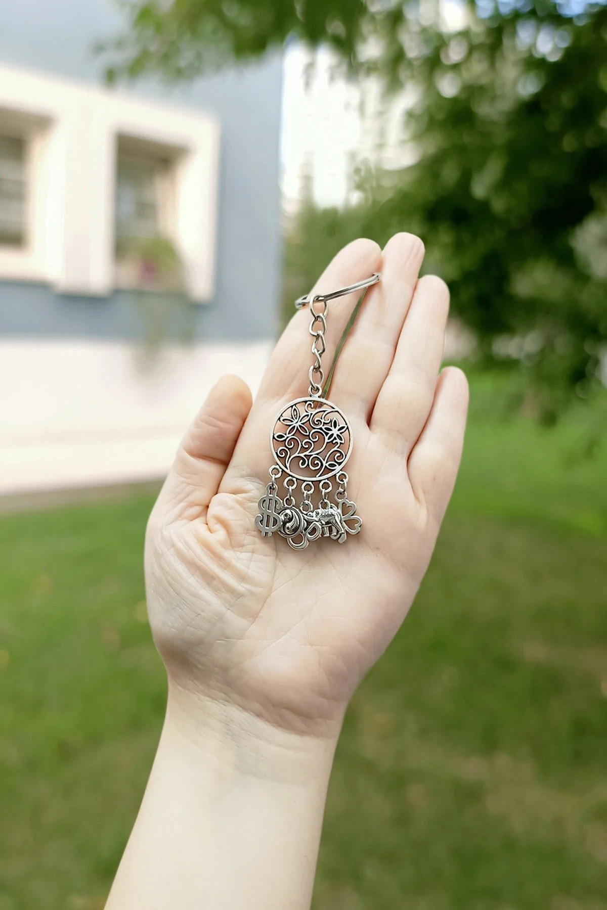 جلیقه کلید رویا گیر پول یین یانگ اوم فیل شکوفایی جاکلیدی شبدر شانس چهار برگ Sihirli Titreşimler