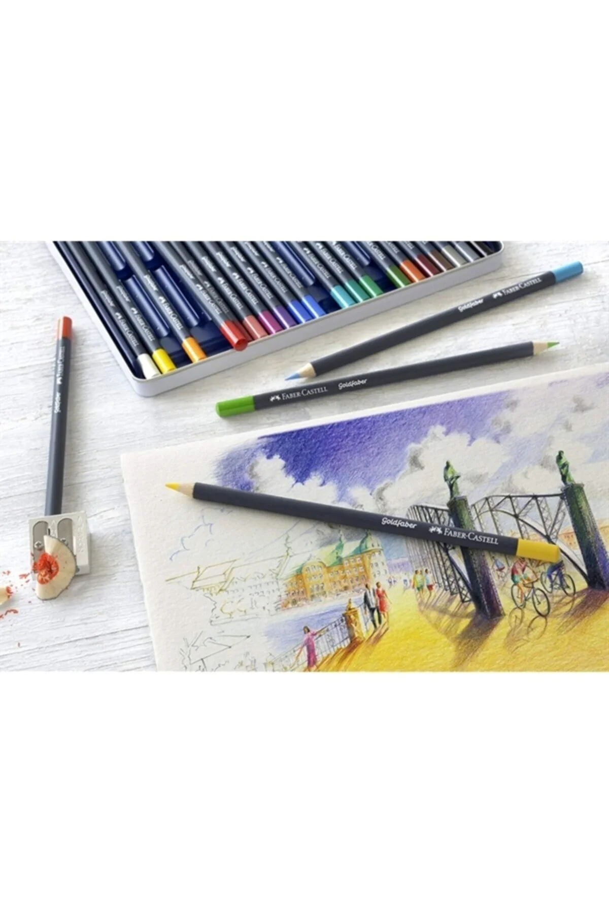 Faber Castell بسته 24 مداد رنگی آبی فابر کاستل گلدفابر