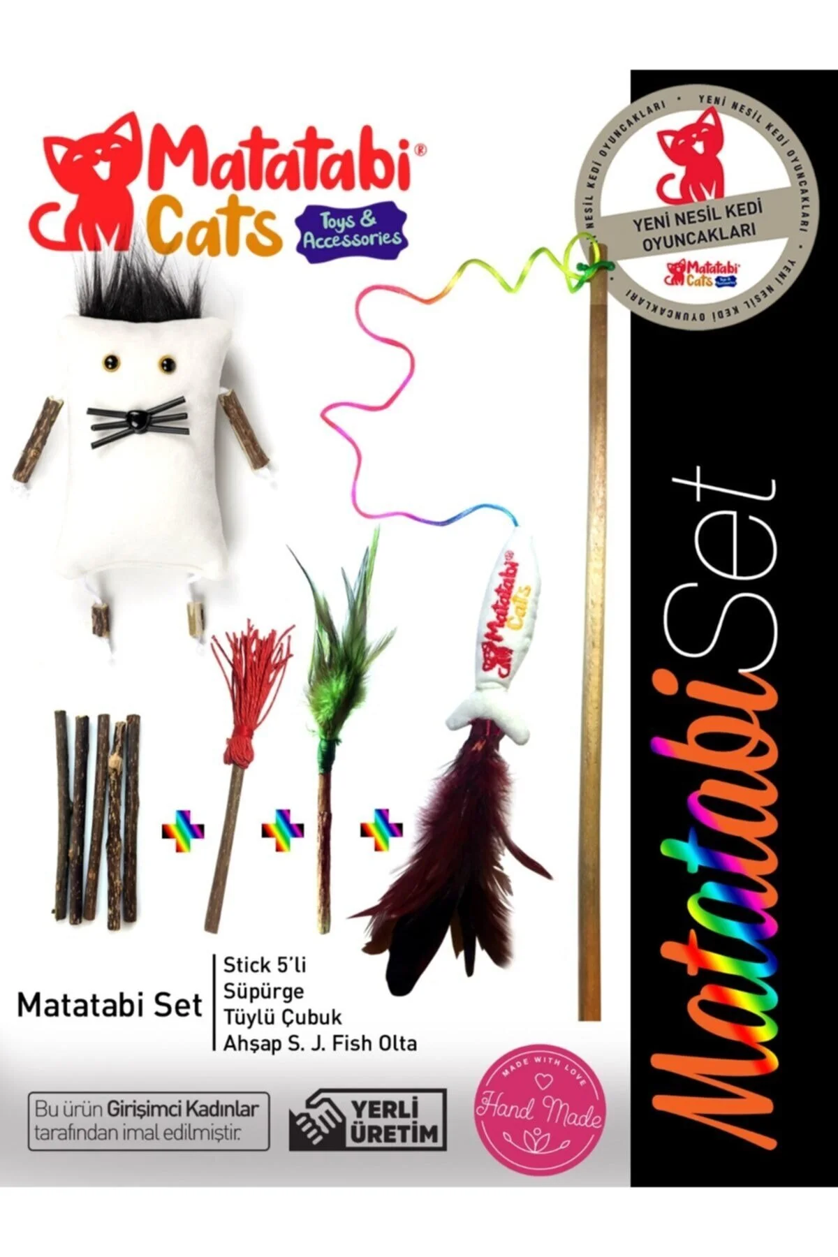 اسباب بازی گربه ست جلسه MATATABI چوب جویدن طبیعی میله ماهیگیری مخمل دار با صدا MATATABİ CATS