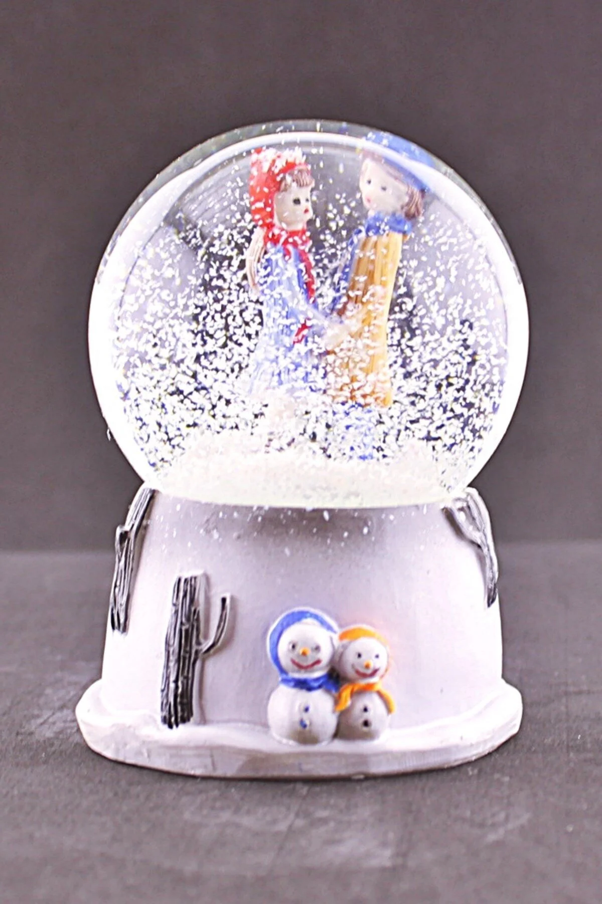 گوی برفی ست گردن بند LOVERS HOLDING HANDS SNOW GLOBE 9 سانتی متری و سنگ زیرکون از ترکیه Deco Elit