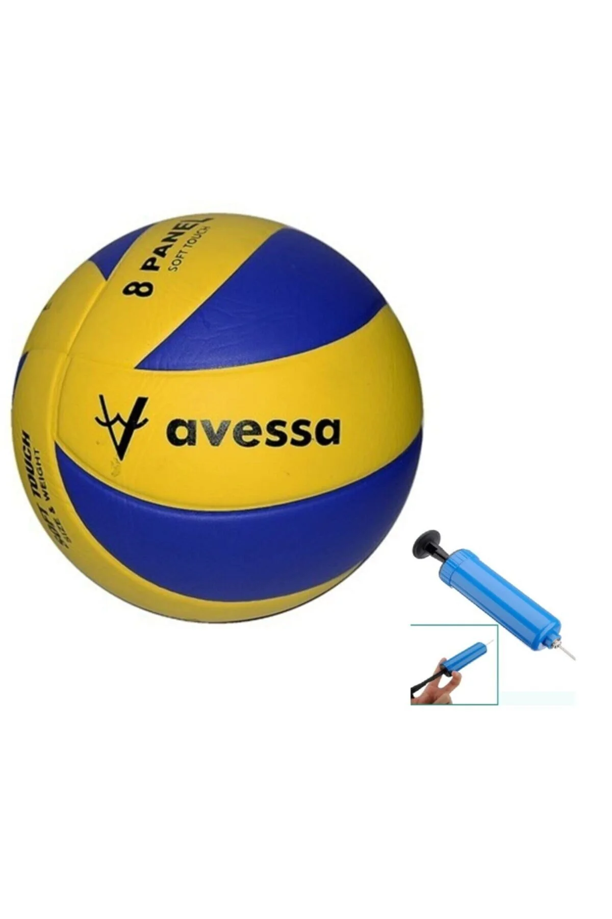 توپ والیبال VL400 VOLLEYBALL BALL 8 پنل زرد آبی رنگ 5 شماره + پمپ Avessa