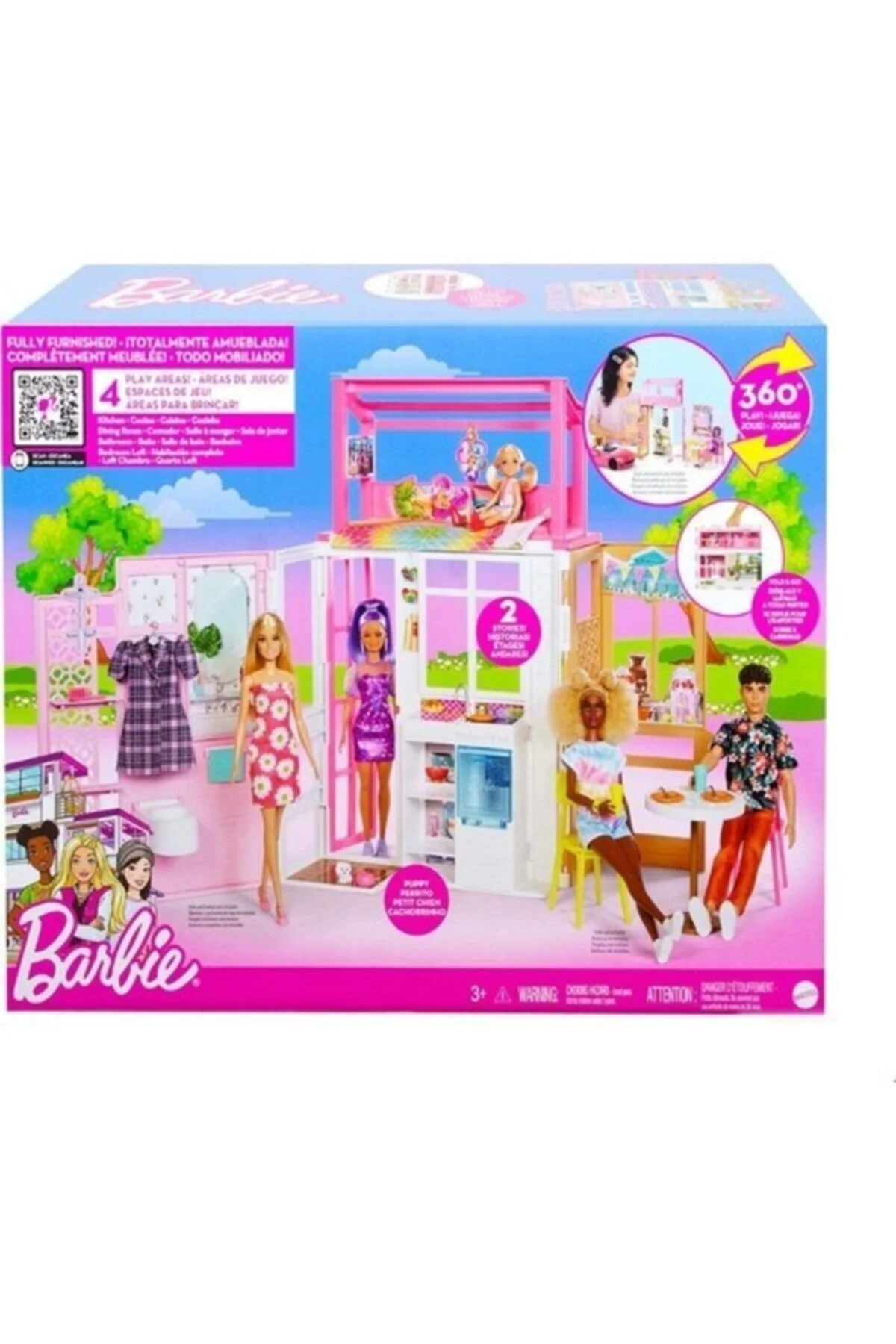 ست های بازی خانگی و آشپزخانه خانه قابل حمل باربی سری جدید HCD47 محصول دارای مجوز Mattel