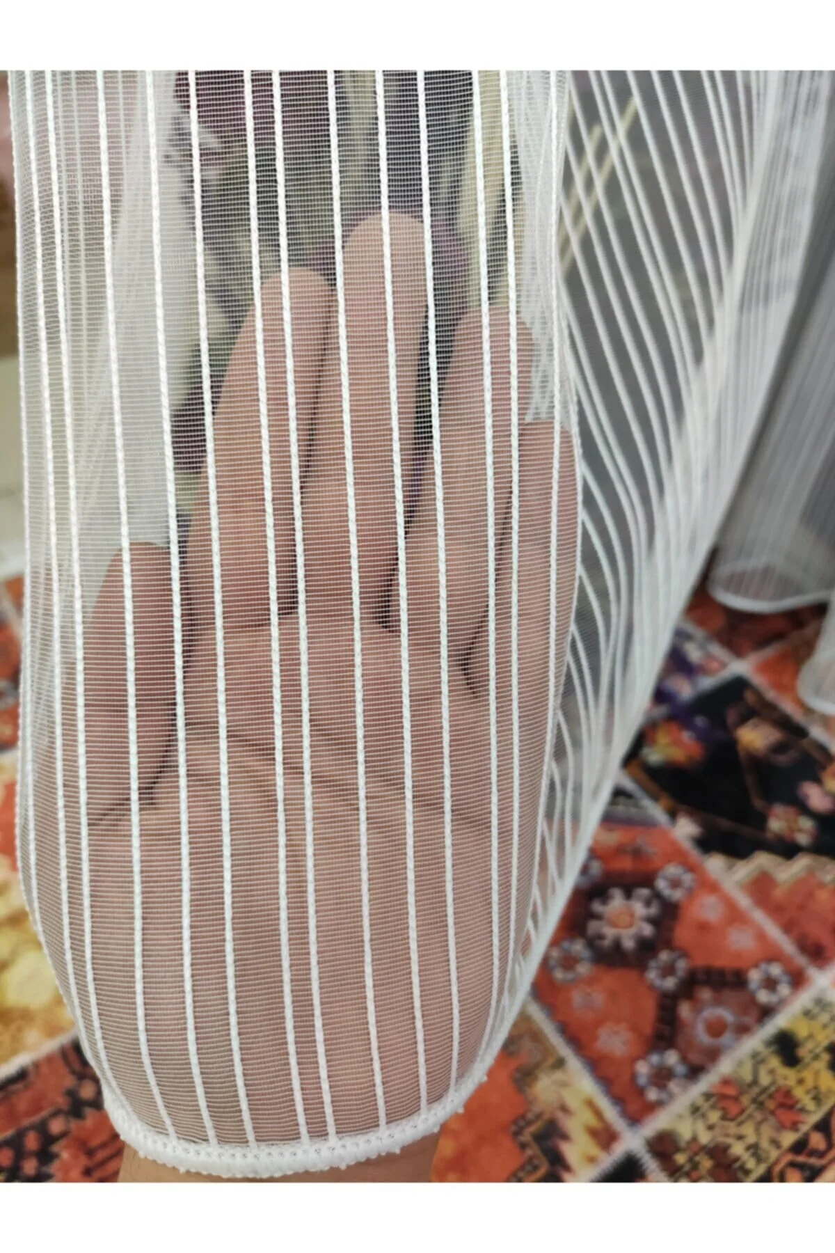 پرده تور سفید شمع زنجیره ای ضخیم لاله  perhal perde ve halı