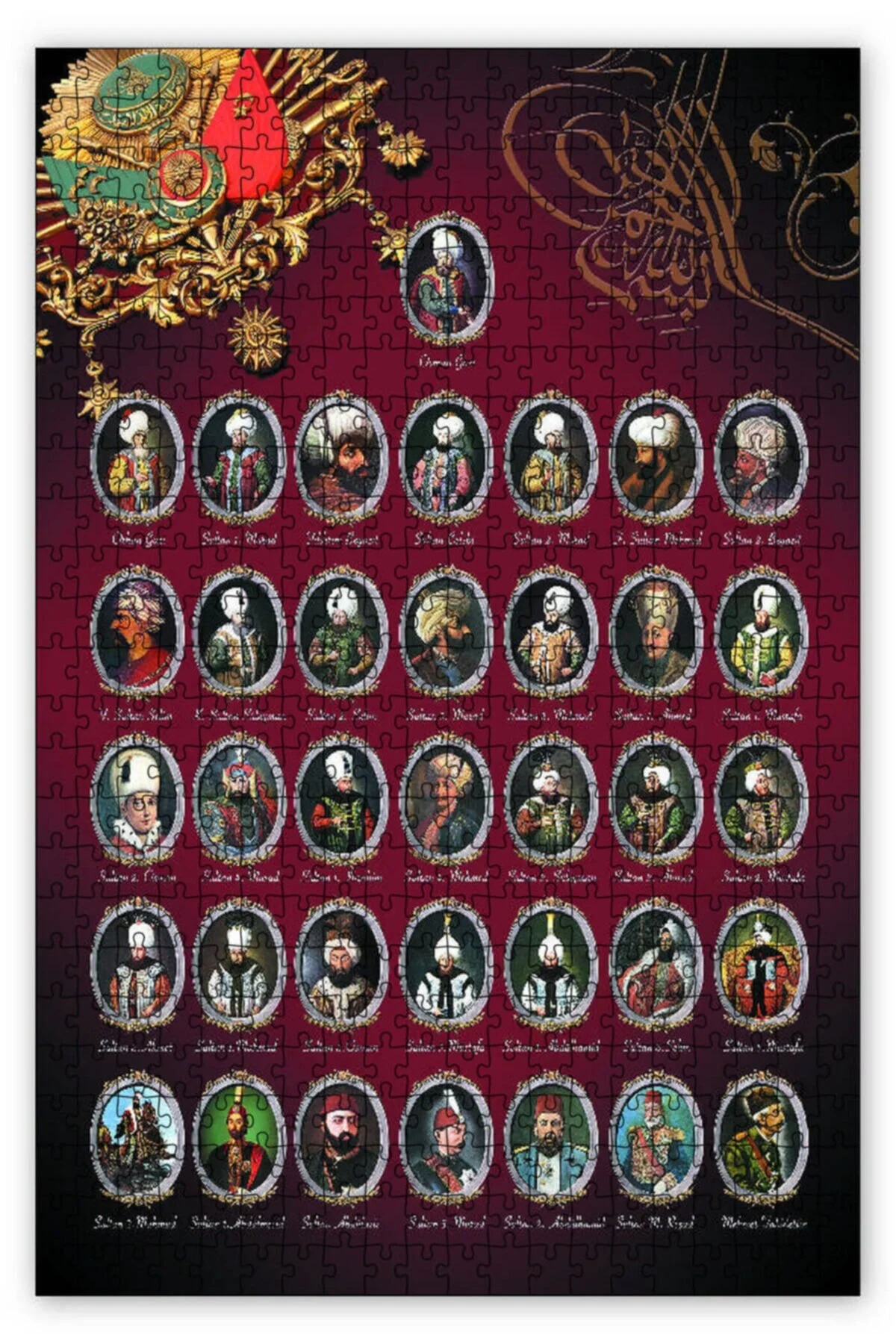 پازل اره منبت کاری مویی 1000 تکه OTTOMAN SULTANS MDF چوب Genel Markalar