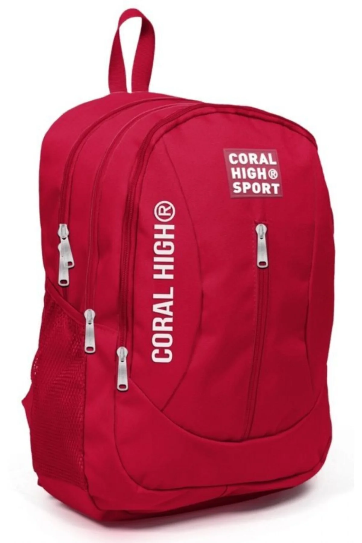 کیف شانه ای کوله پشتی مدرسه و روزانه قرمز اسپرت چهار محفظه USB سوکت AUX Coral High