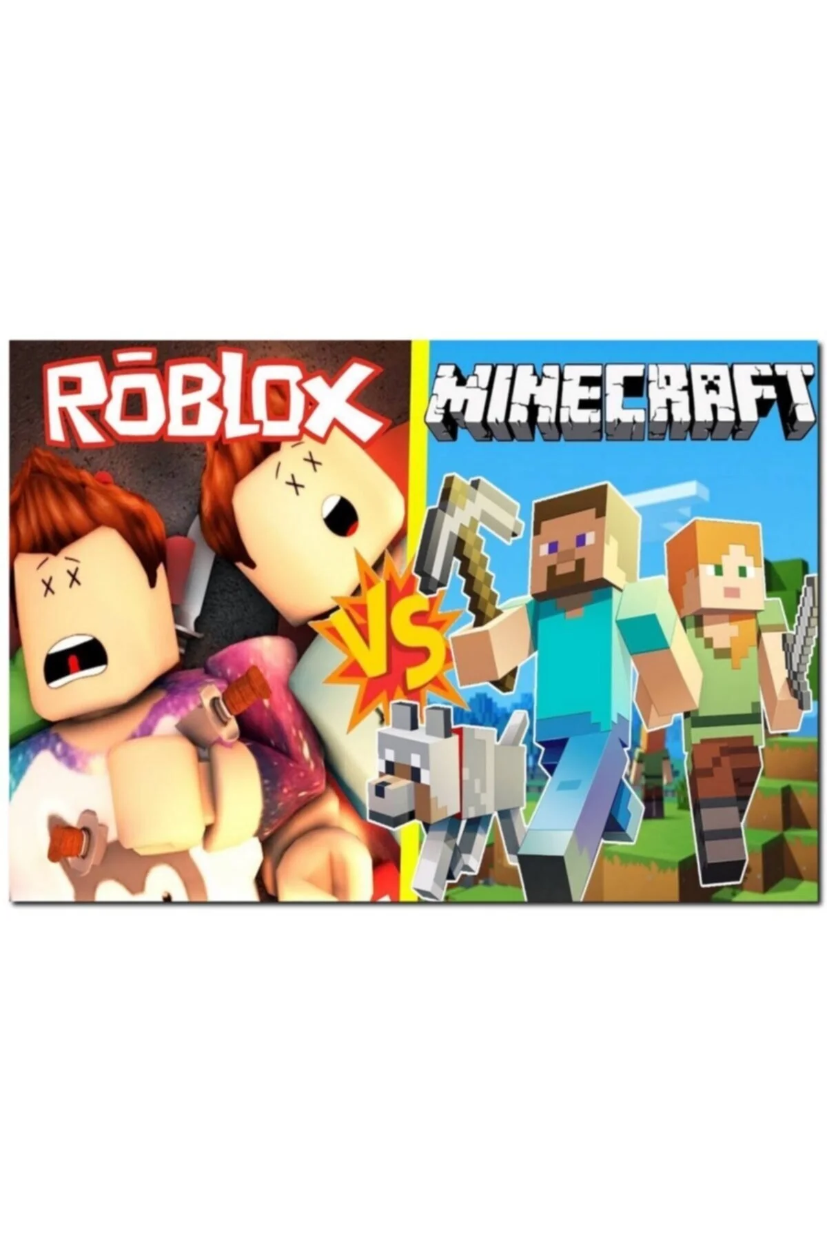 تابلو میز چوبی ROBLOX و MINECRAFT CARTOON VISUAL اندازه 35X50 سانتی متر Cakatablo