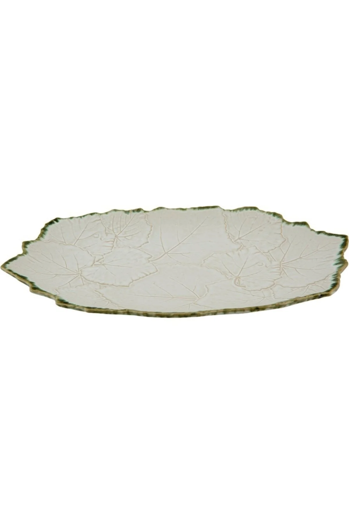 بشقاب سفید لوکس سرویس بیضی شکل سنگی 49X30 سانتی متر  VBC