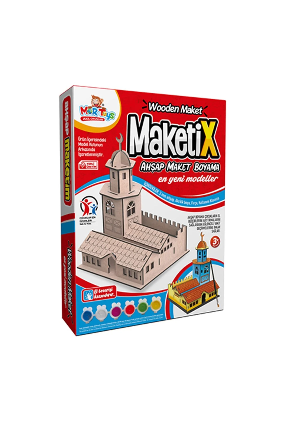 پازل سه بعدی MORTOYS مدل 3D چوبی خانه پرنده + رنگ ست برس نقاشی Maketix