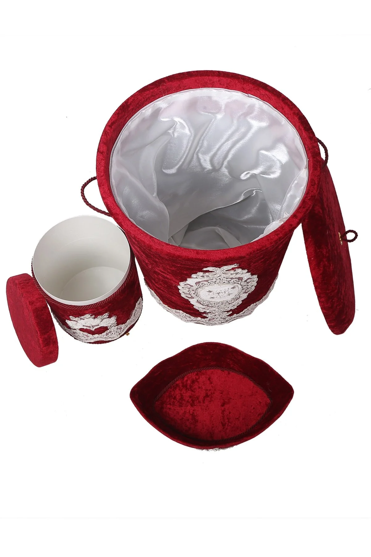 سبد رخت قرمز Lisa Bordeaux 3L حمام مخملی مجموعه لباسشویی کثیف  Bonny Home