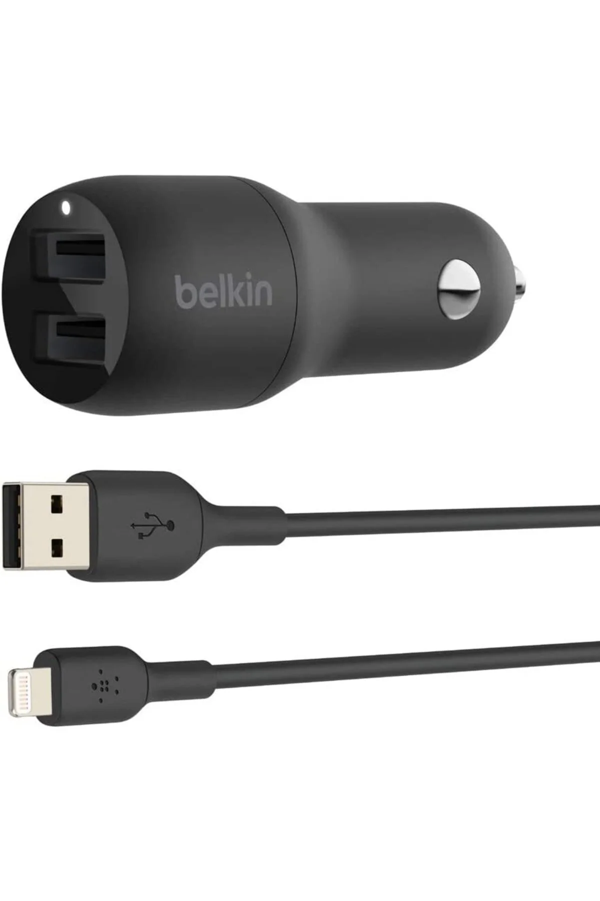مبدل شارژر دوتایی خودرو USB 24 W کابل نورپردازی شامل BOOST CHARGE DOUBLE است Belkin