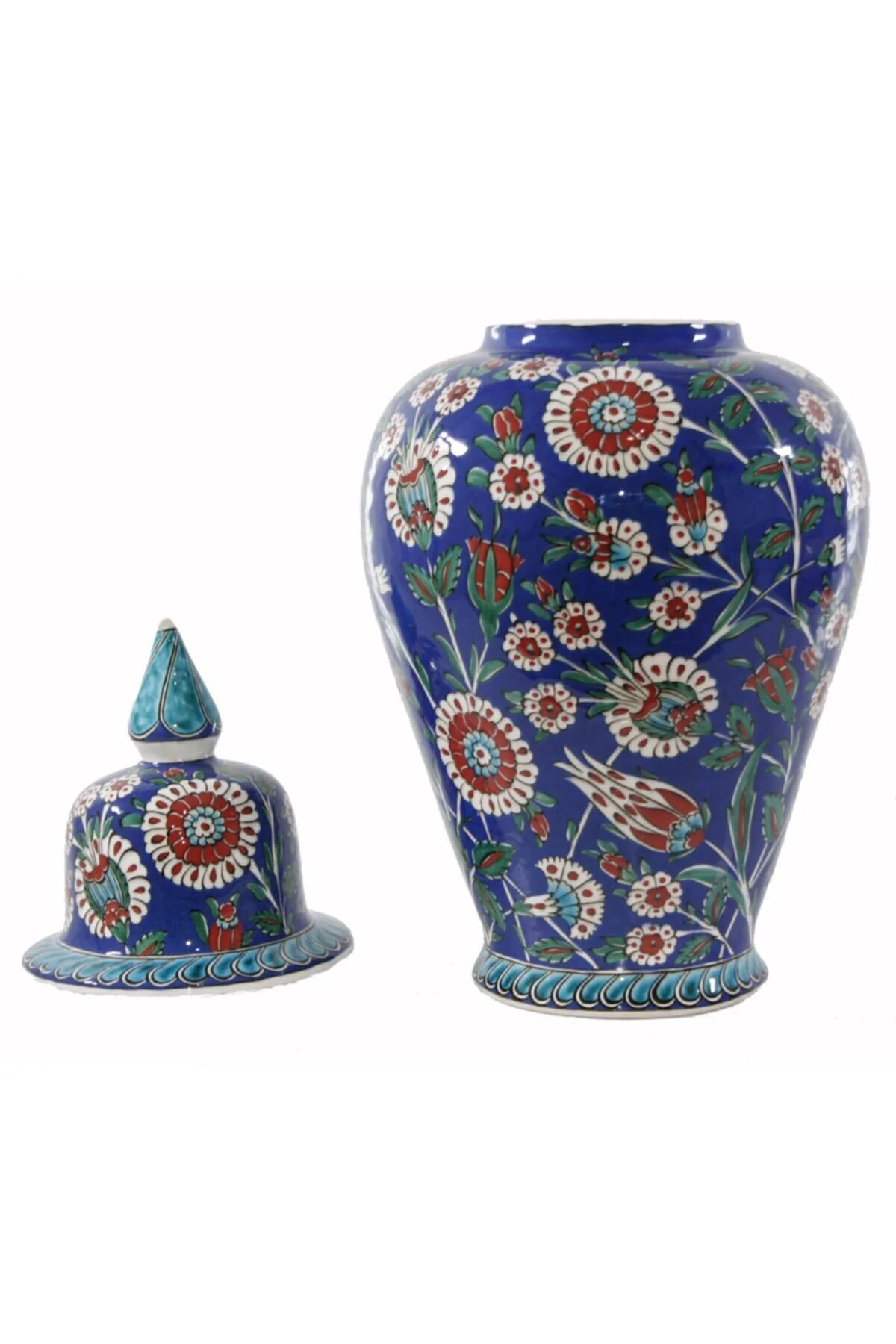 گلدان چند رنگ دکوری الگوی باغ شب کبالت شخص 25X50Cm OTANTİK ÇİNİ