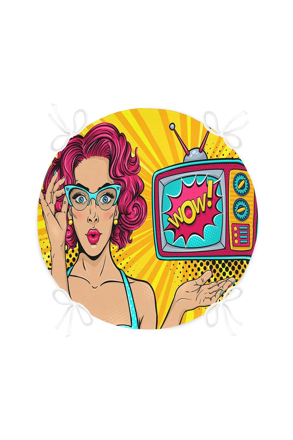 کوسن صندلی POP ART WOW الگوی ویژه طراحی گردو زیپ دار گرد Realhomes