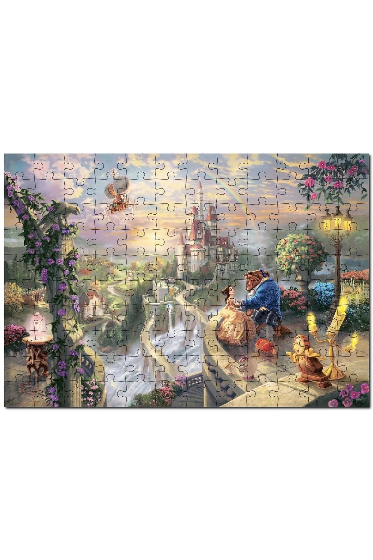 پازل BEAUTY AND THE BEAST TREES LOVE SUNSET VISUAL 1000 PIECE PUZZLE اره منبت کاری مویی ام دی اف چوب Cakapuzzle