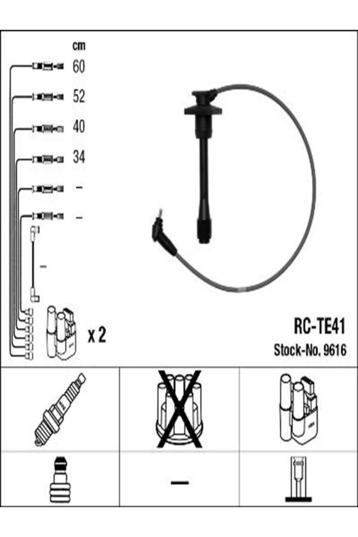وایر شمع کابل 9616 RC TE41 TOYOTA: COROLLA 95 02 1.6 INJ. AE101 WA115817 NGK