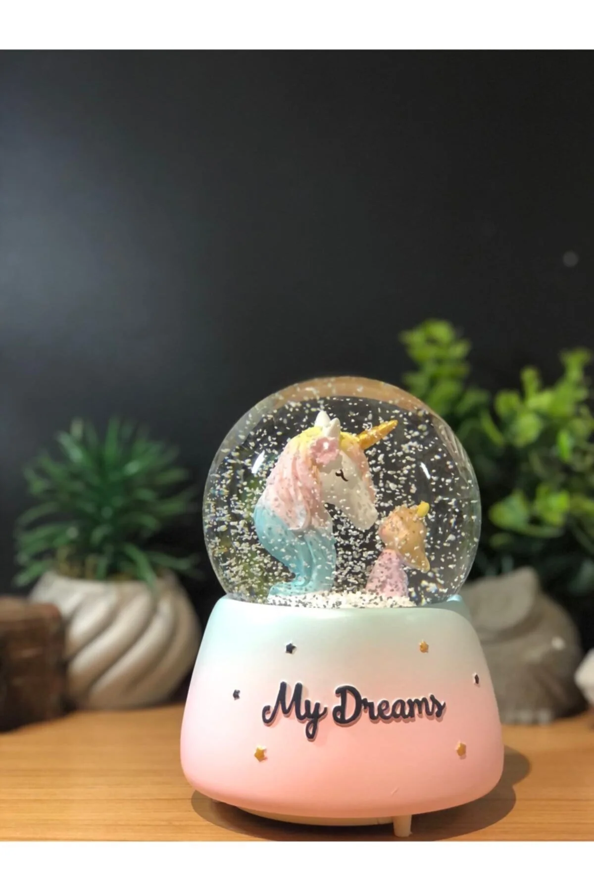 گوی برفی اسب تکشاخ و دختر ناز با سایز بزرگ SNOW GLOBE از ترکیه Lapidaria