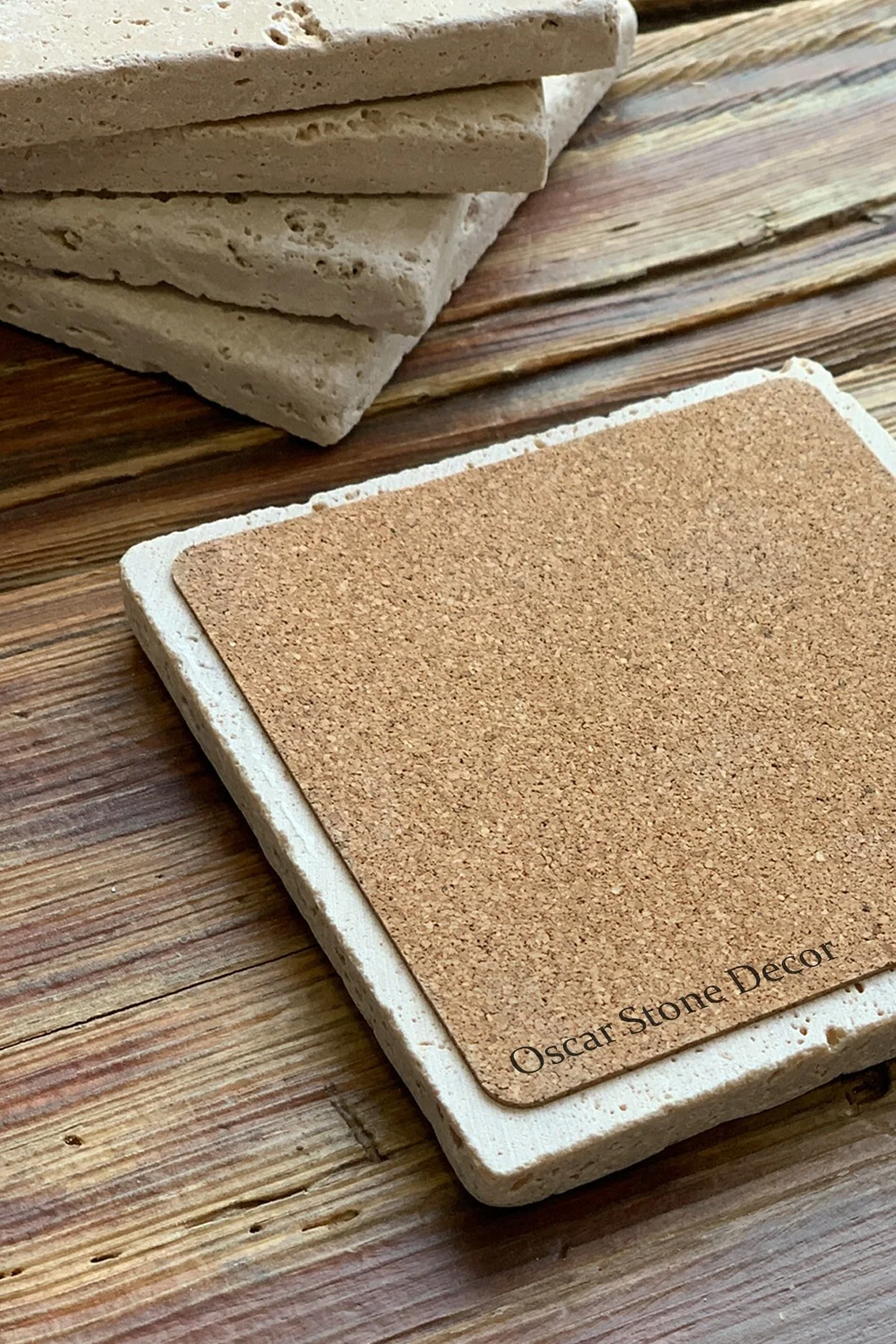 زیر لیوانی چند رنگ چاپ کاشی الگوی سنگی طبیعی شده 4 پات  Oscar Stone Decor
