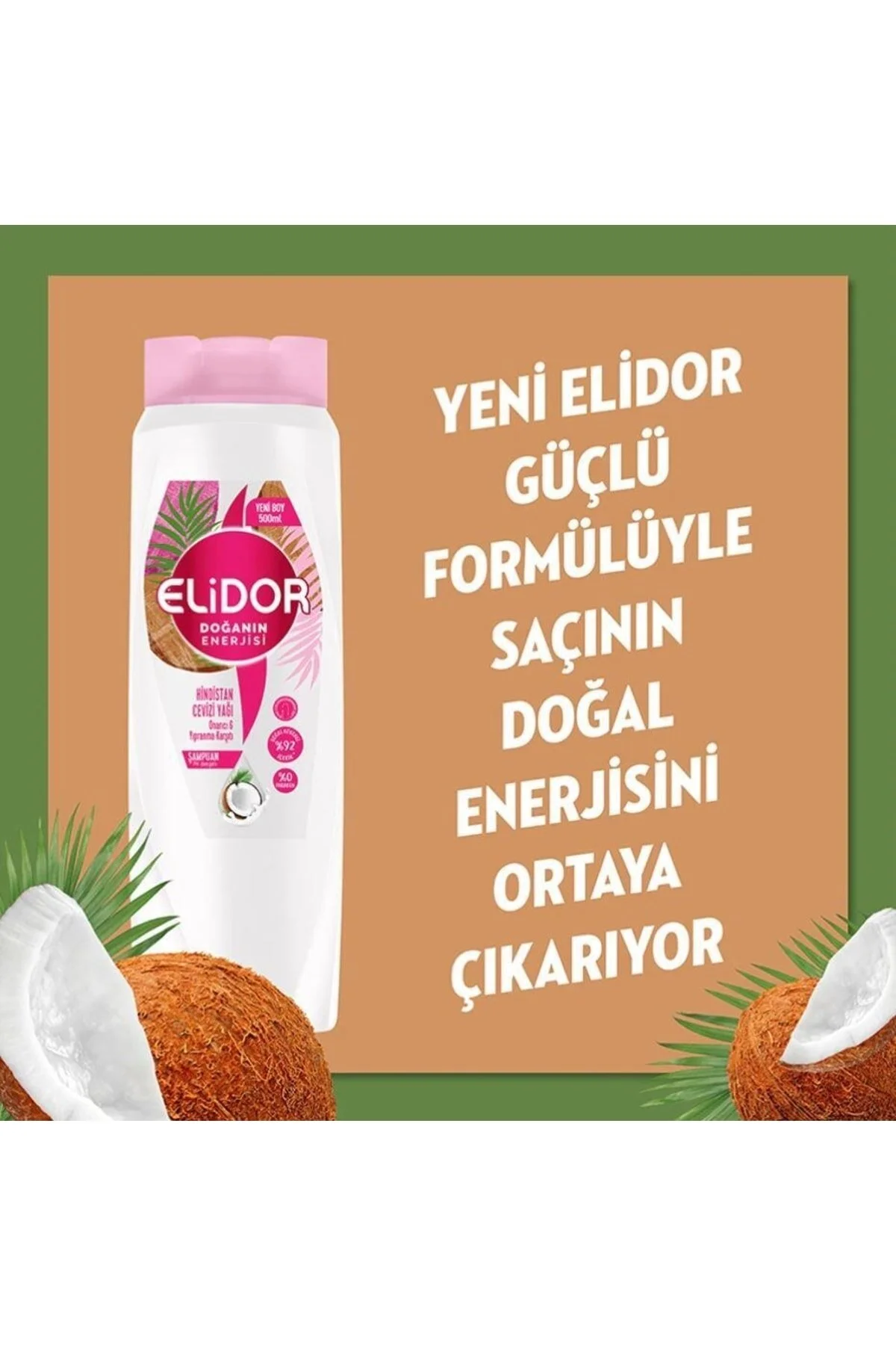 شامپو مردانه ترمیم‌کننده با روغن نارگیل و مقاومت‌زنانه ۵۰۰ میلی‌لیتری Elidor