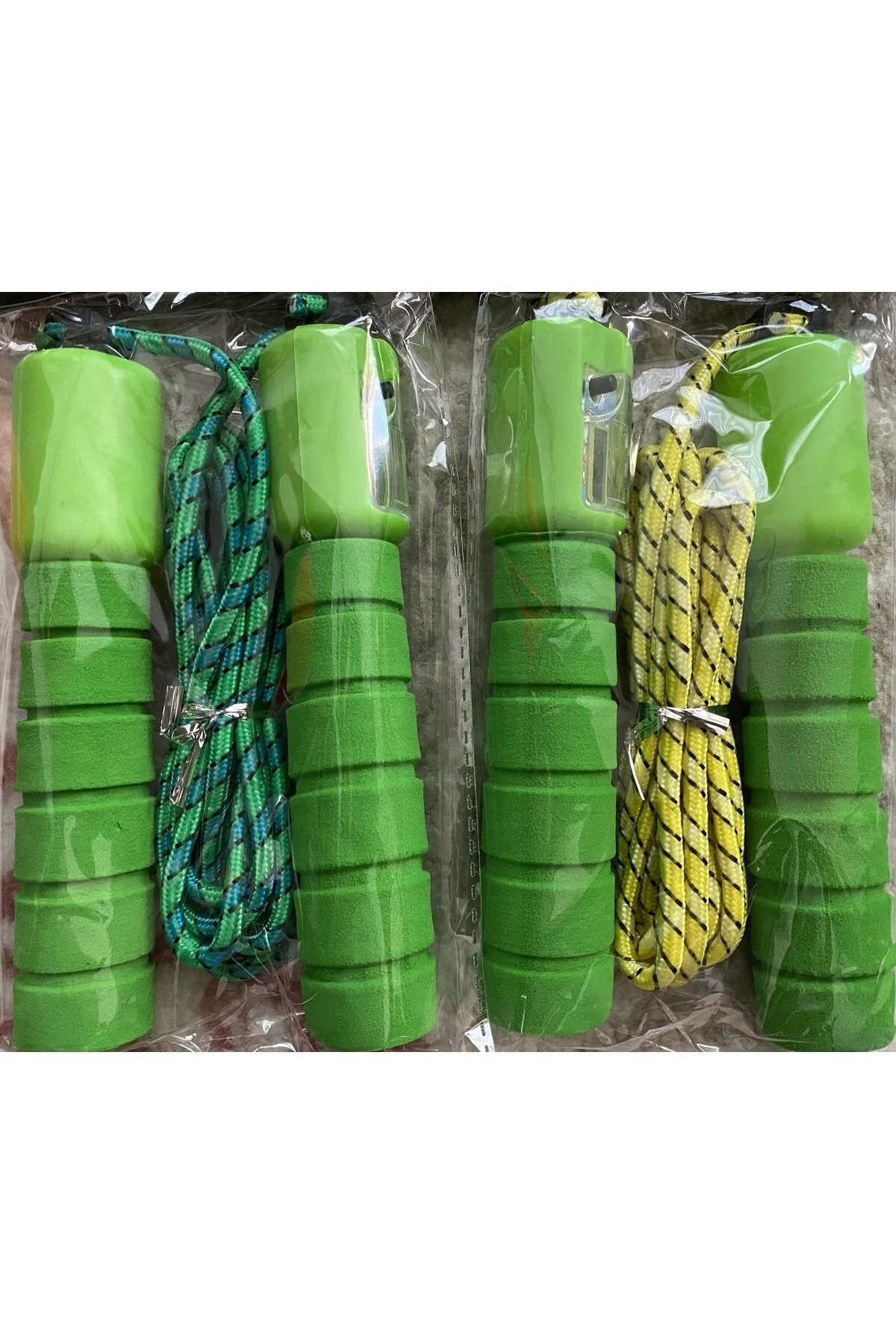 طناب ورزشی بازی پرش کودکانه 2 تکه سبز قابل تنظیم MOYASHOP
