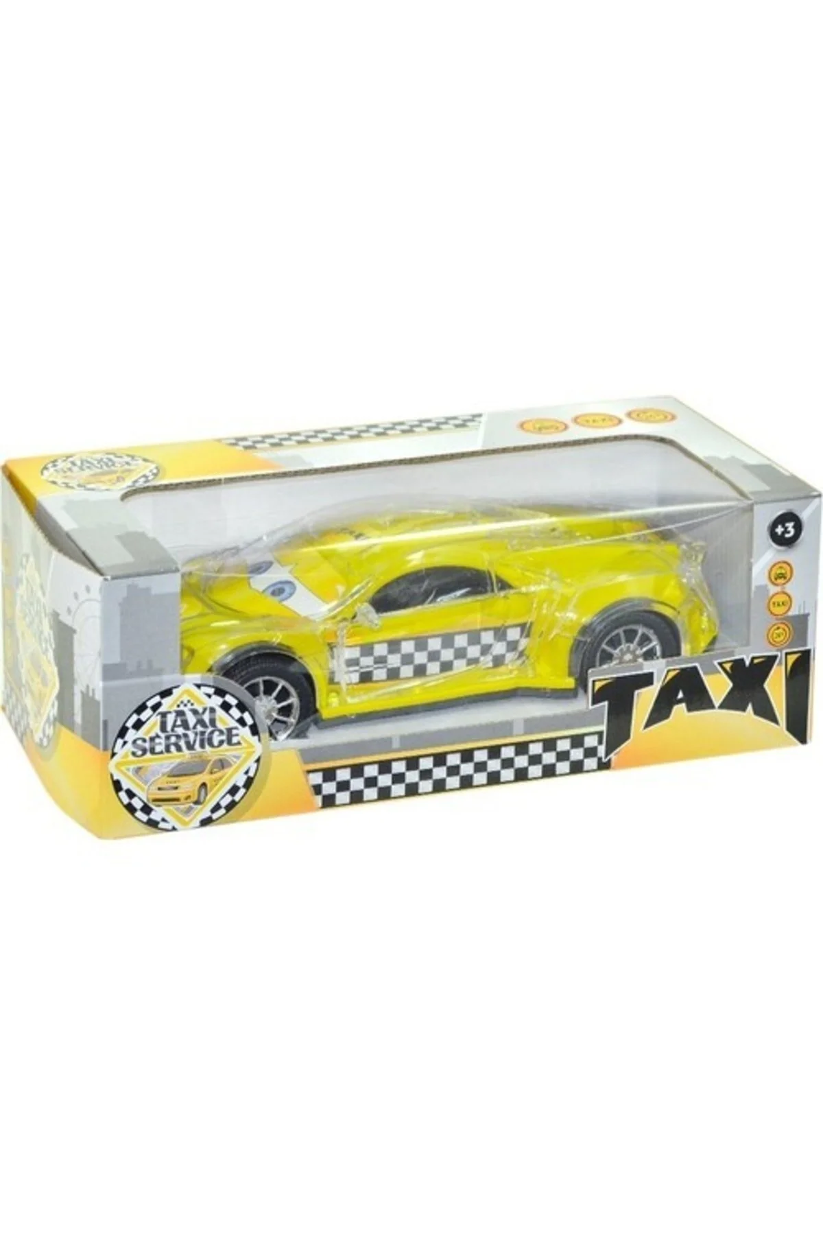 ماشین اسباب بازی TOY MOVABLE WITH SOUND AND LIGHT MULTI TURN TAXI CAR Prestij