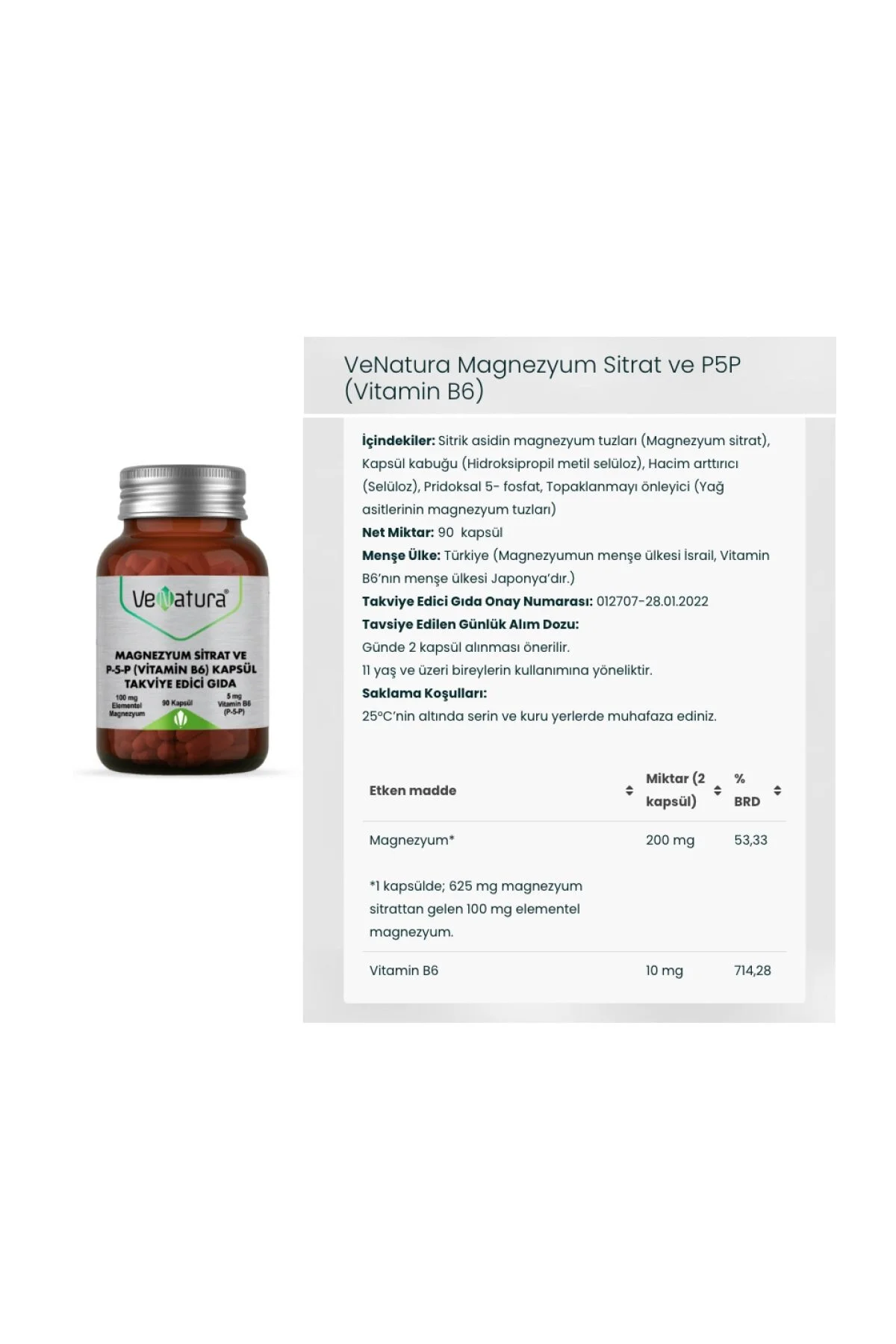 ویتامین سیترات منیزیم P5P B6 90 کپسول + پودر چند کلاژن 300 گرم Venatura